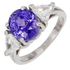 AGL Certified 5.17 Carat Natural Sapphire Diamond Platinum Engagement Ring