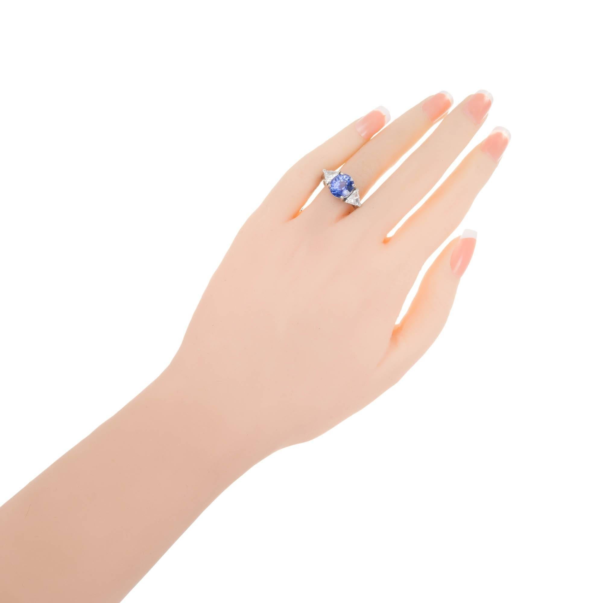 Oval Cut AGL Certified 5.17 Carat Natural Sapphire Diamond Platinum Engagement Ring