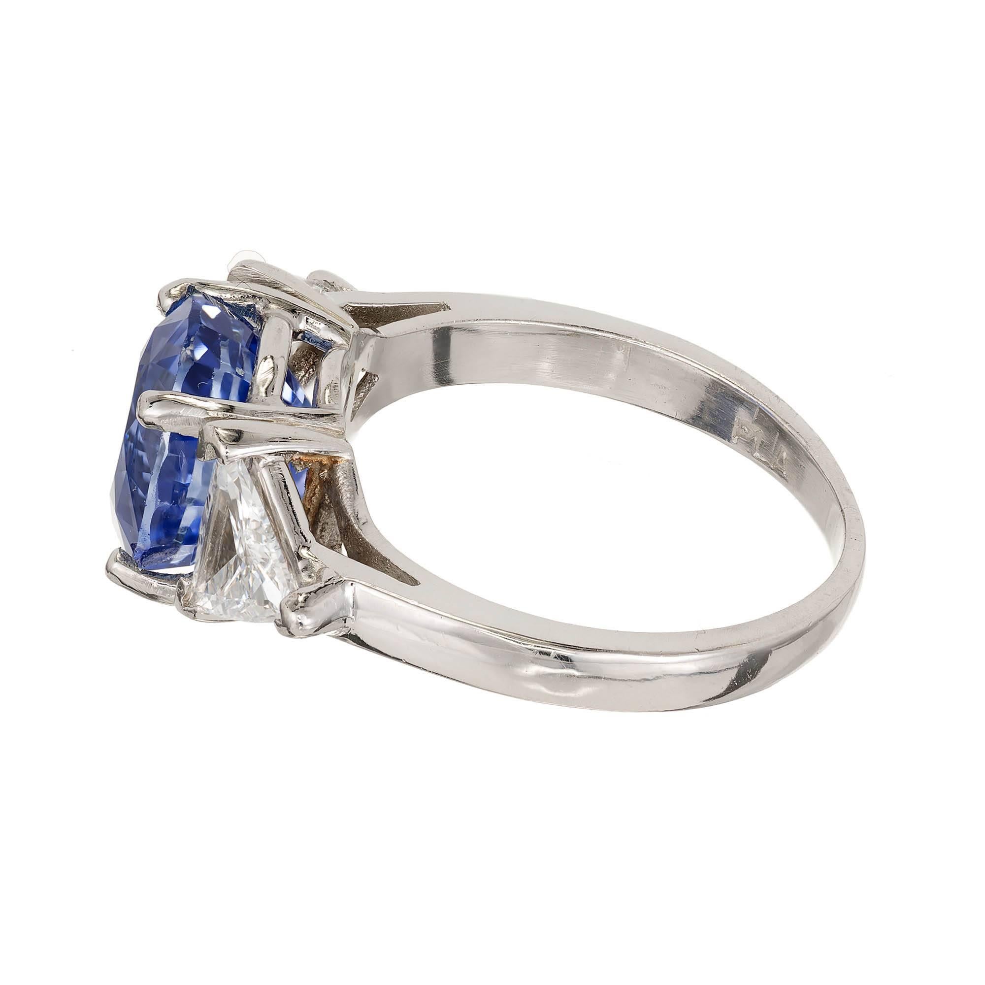 AGL Certified 5.17 Carat Natural Sapphire Diamond Platinum Engagement Ring 1