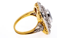 Anello in oro 18k in stile edoardiano con zaffiro ovale e diamante, App. 0,86 TCW