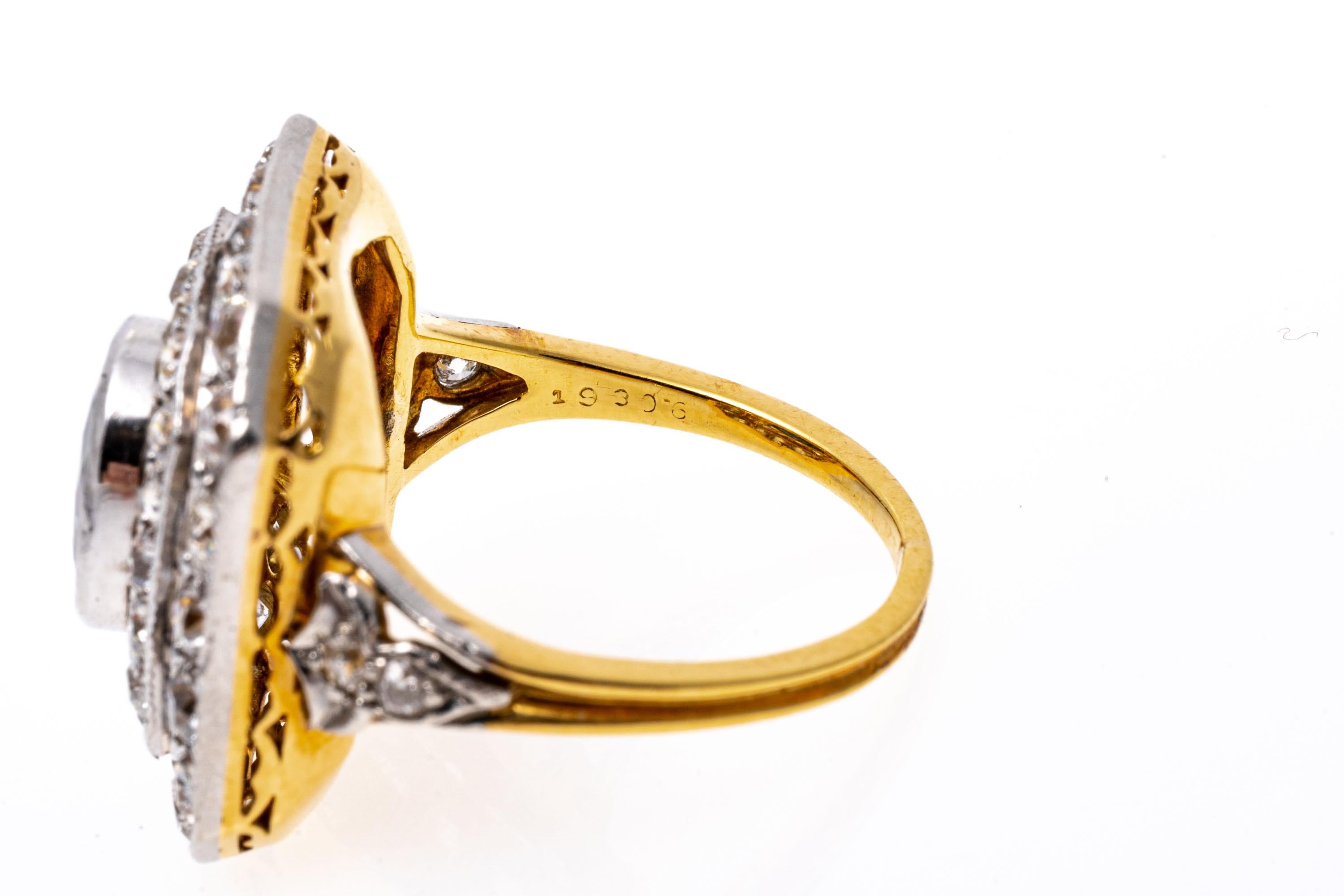 Bague en or 18 carats de style édouardien avec saphir ovale et diamants, environ 0,86 carat TCW Pour femmes en vente