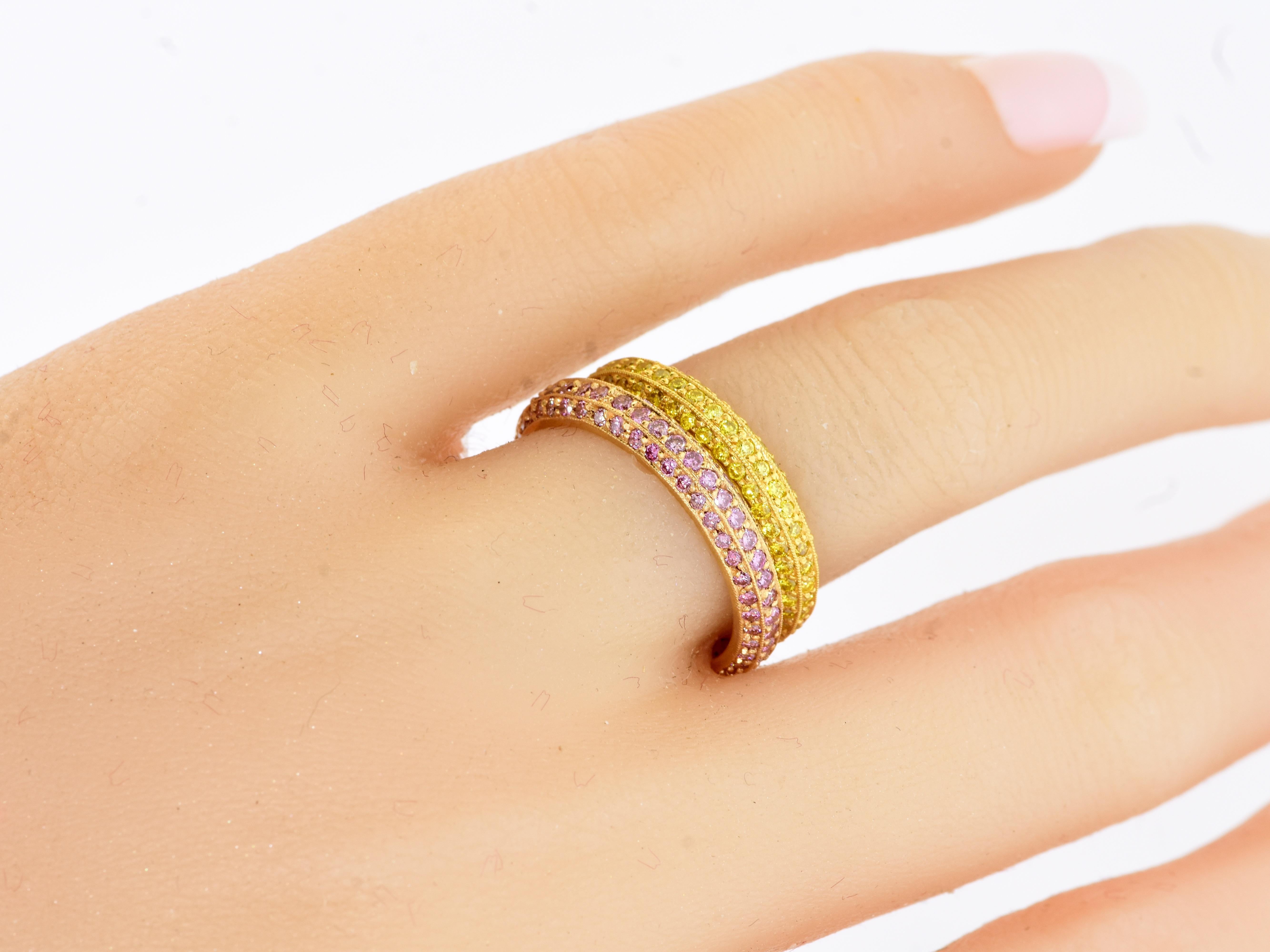 Natural, not lab grown, Fancy Intense Yellow Diamond Band Ring by Pierre/Famille For Sale 6