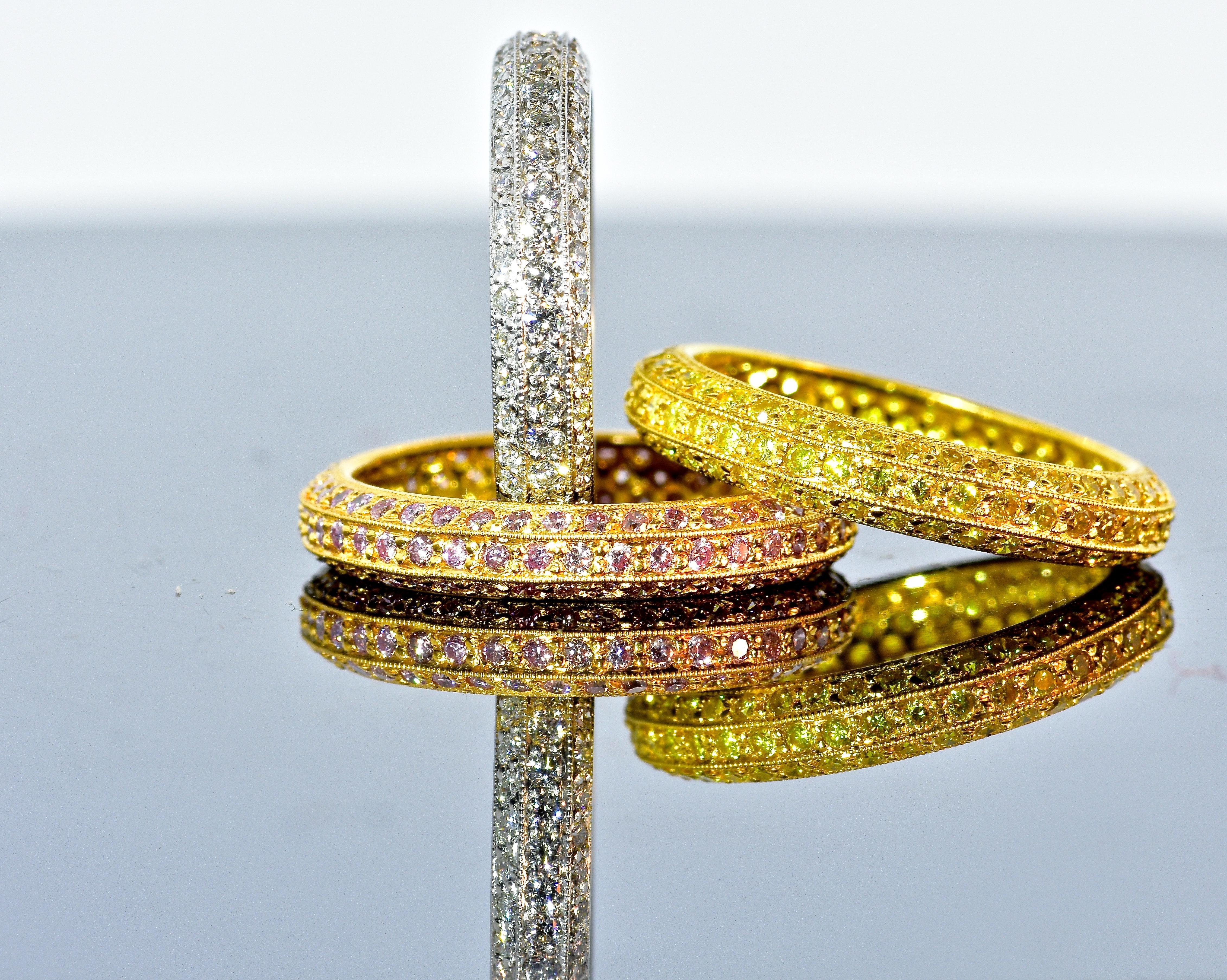 Natural, not lab grown, Fancy Intense Yellow Diamond Band Ring by Pierre/Famille For Sale 8