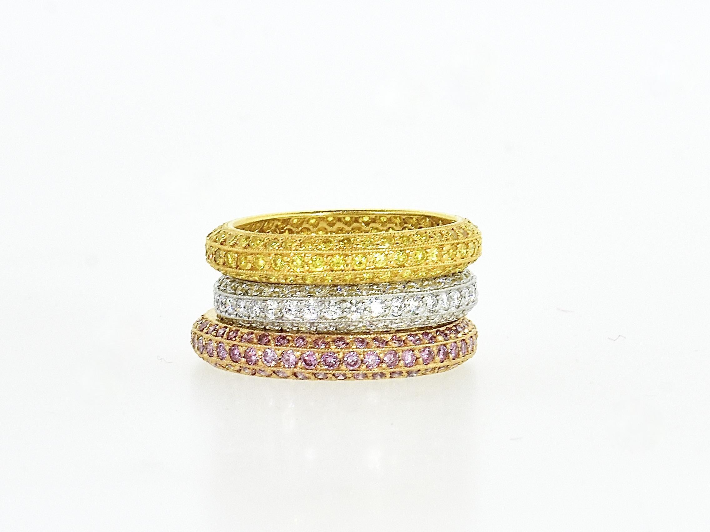 Natural, not lab grown, Fancy Intense Yellow Diamond Band Ring by Pierre/Famille For Sale 11