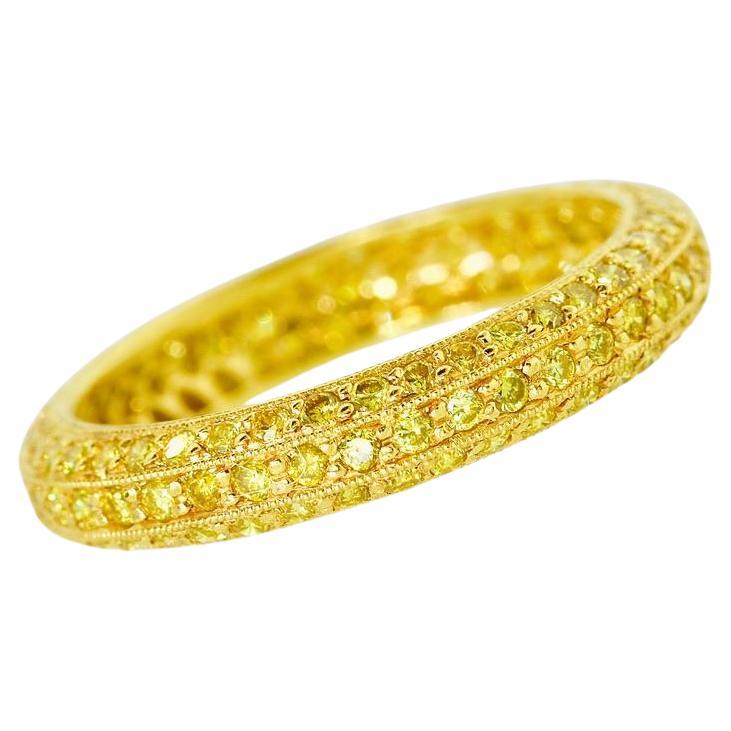 Contemporary Natural, not lab grown, Fancy Intense Yellow Diamond Band Ring by Pierre/Famille For Sale
