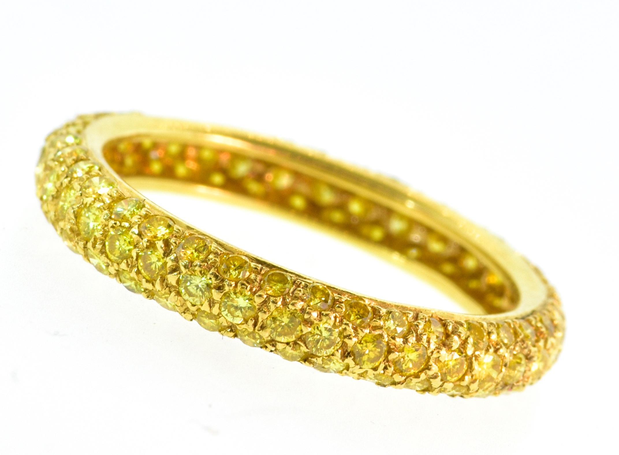Brilliant Cut Natural, not lab grown, Fancy Intense Yellow Diamond Band Ring by Pierre/Famille For Sale