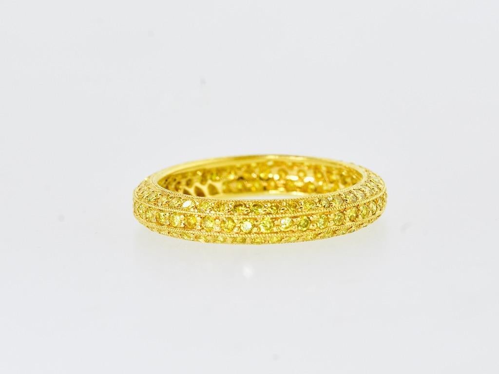 Natural, not lab grown, Fancy Intense Yellow Diamond Band Ring by Pierre/Famille For Sale 3