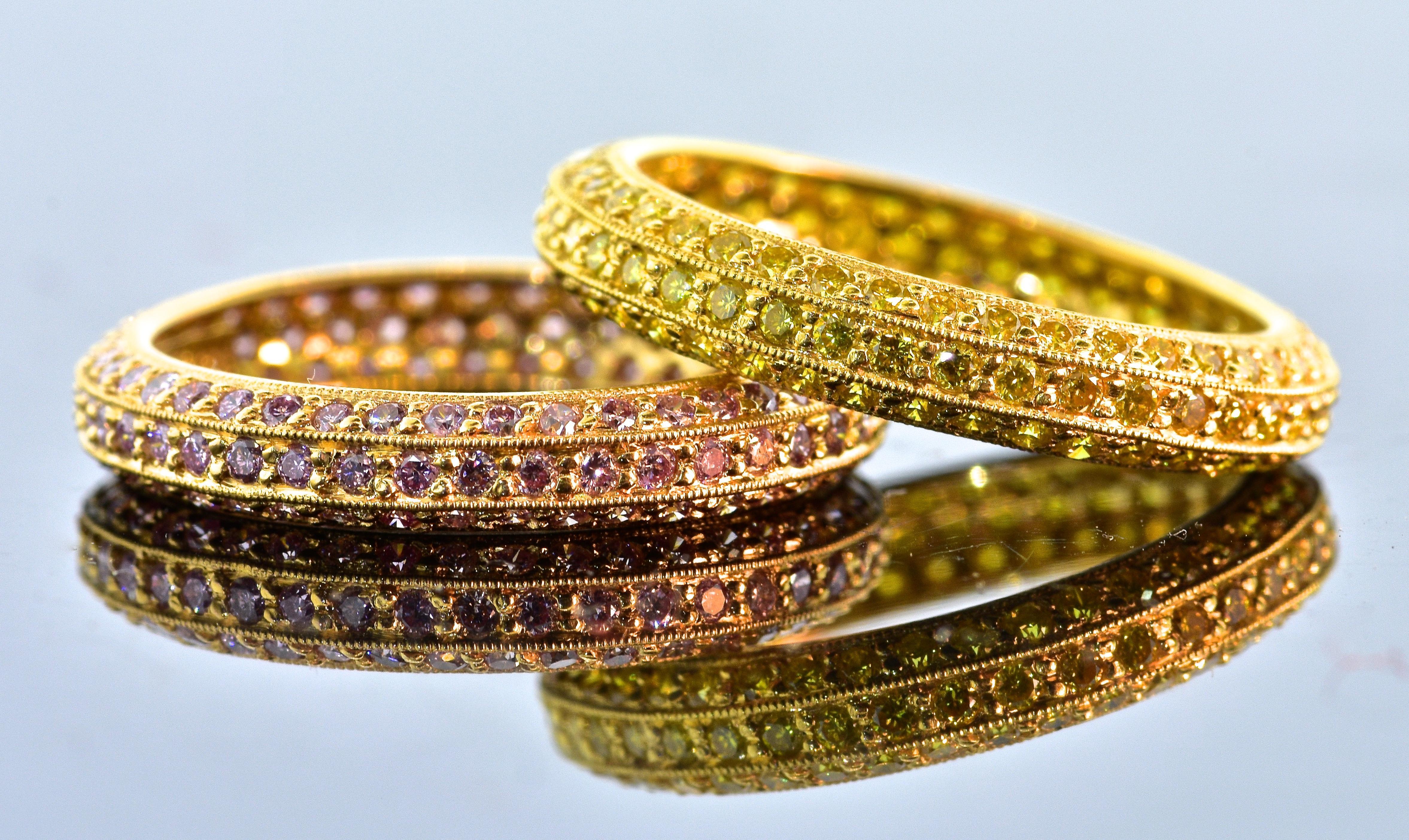 Bandeau de diamants naturels, non cultivés en laboratoire, de couleur rose Vivid Vivid, par Pierre/Famille en vente 7