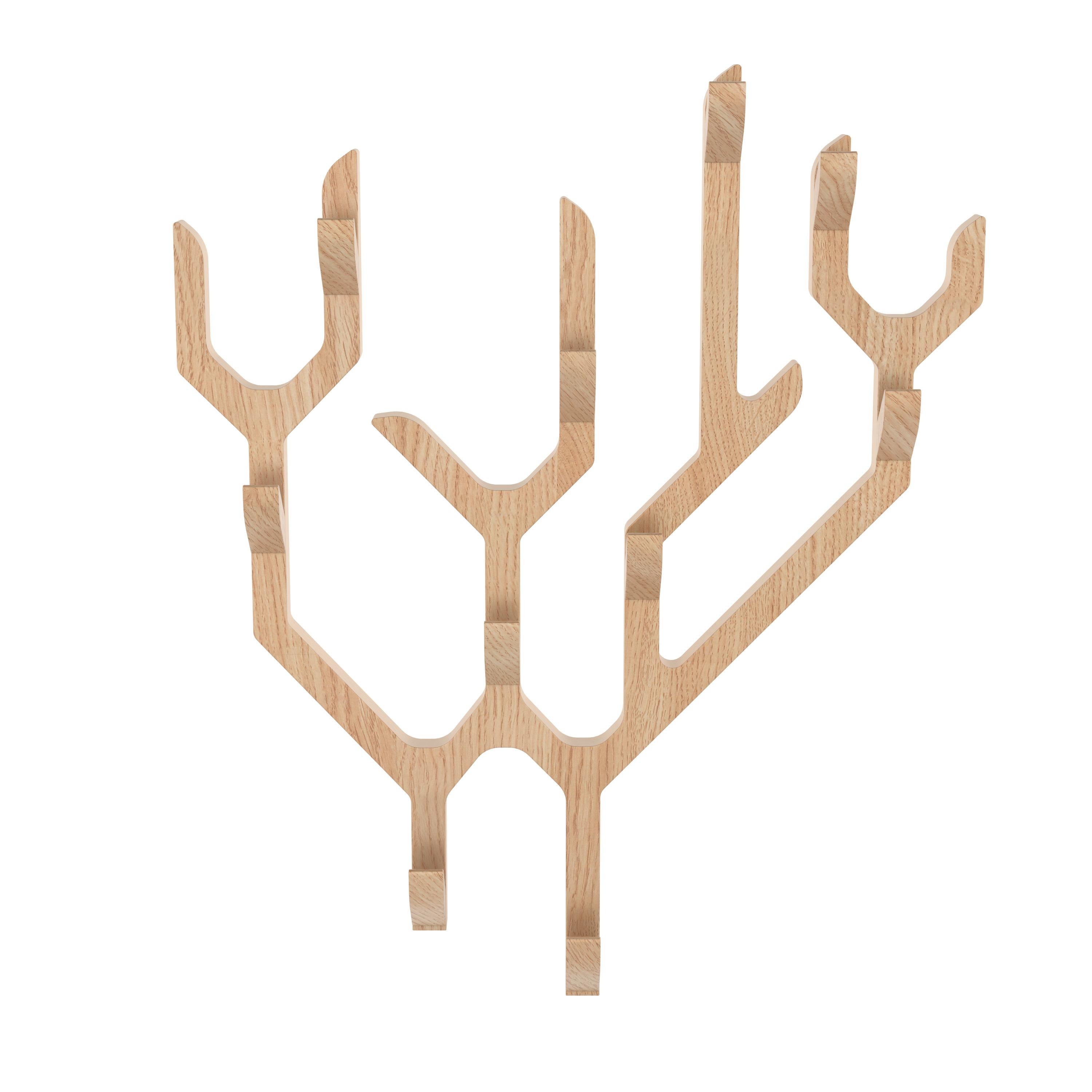 Natural Oak Ambroise Coat Rack by HARTO
Dimensions: W 200 x D 80 x H 32 cm. 
Materials: Solid wood, Wood veneered plywood.

Resolutely Scandinavian, light and easy to install, this coat rack is made up of 10 hooks that generously offer 10 storage