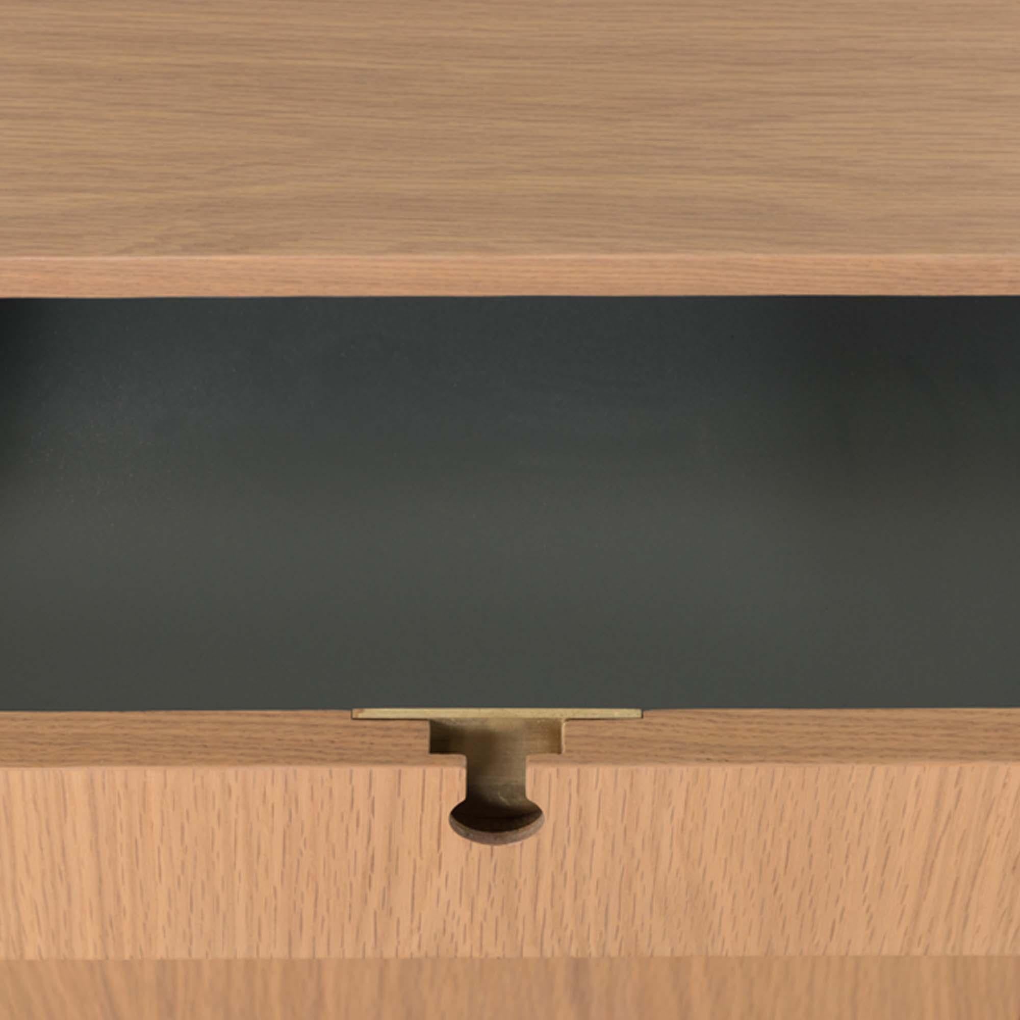 Contemporary Oak and Brass Niguel Credenza by Lawson-Fenning