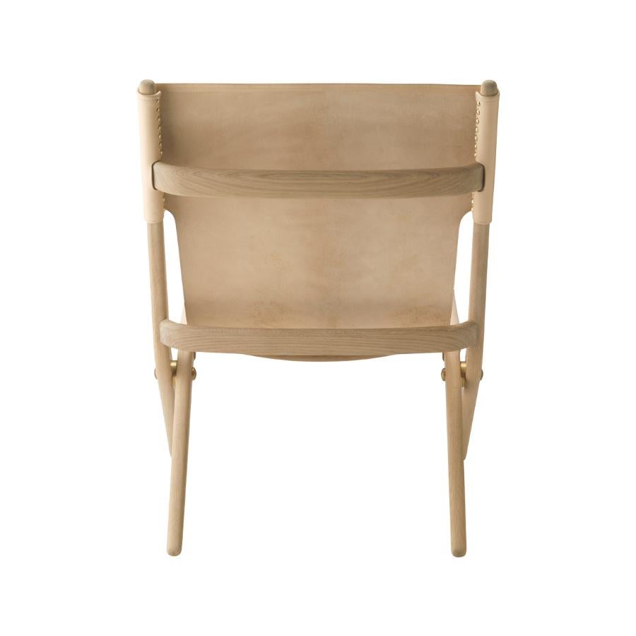 Danish Natural Oak and Natural Leather Saxe Chair by Lassen