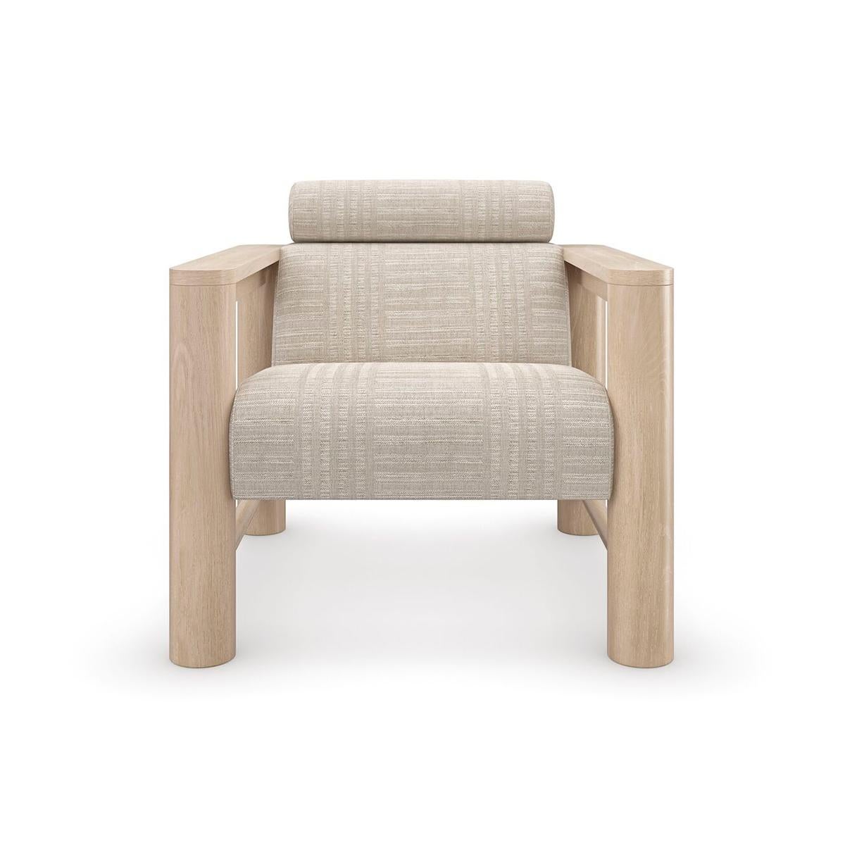 With a luxe, lounge-like aesthetic, this statement-maker exemplifies a unity of materiality, form and function. An upholstered no-sag foam seat and backrest.

With a pillared Natural Oak frame, softly contrasted by a tactile fabric that introduces a