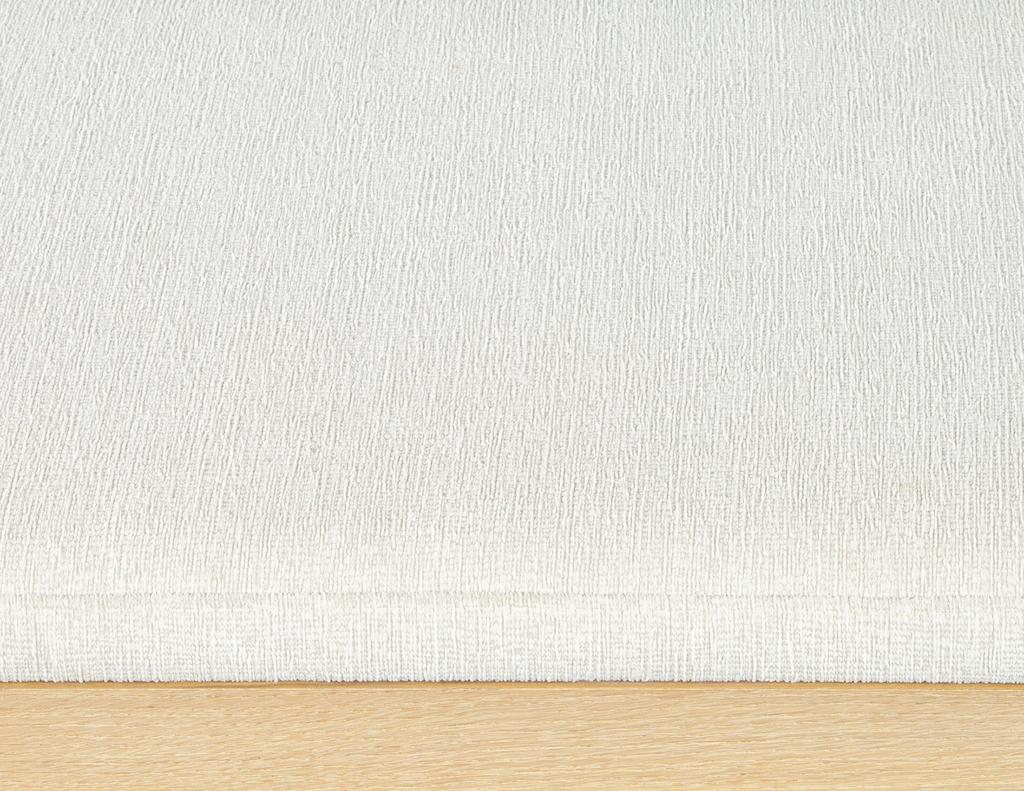Fabric Natural Oak Bench in White Textured Linen For Sale
