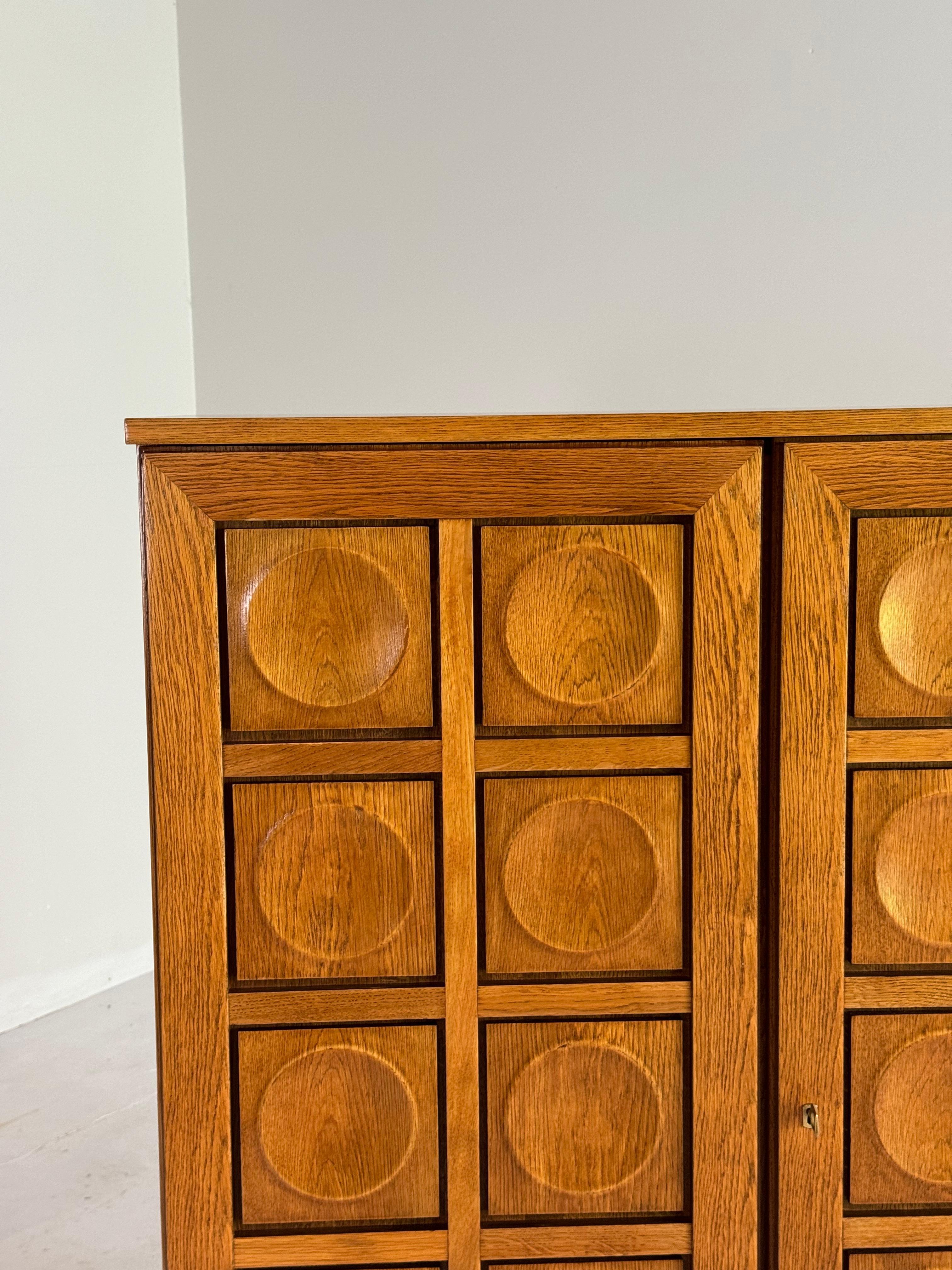 Natural Oak Brutalist Bar Cabinet Highboard 5