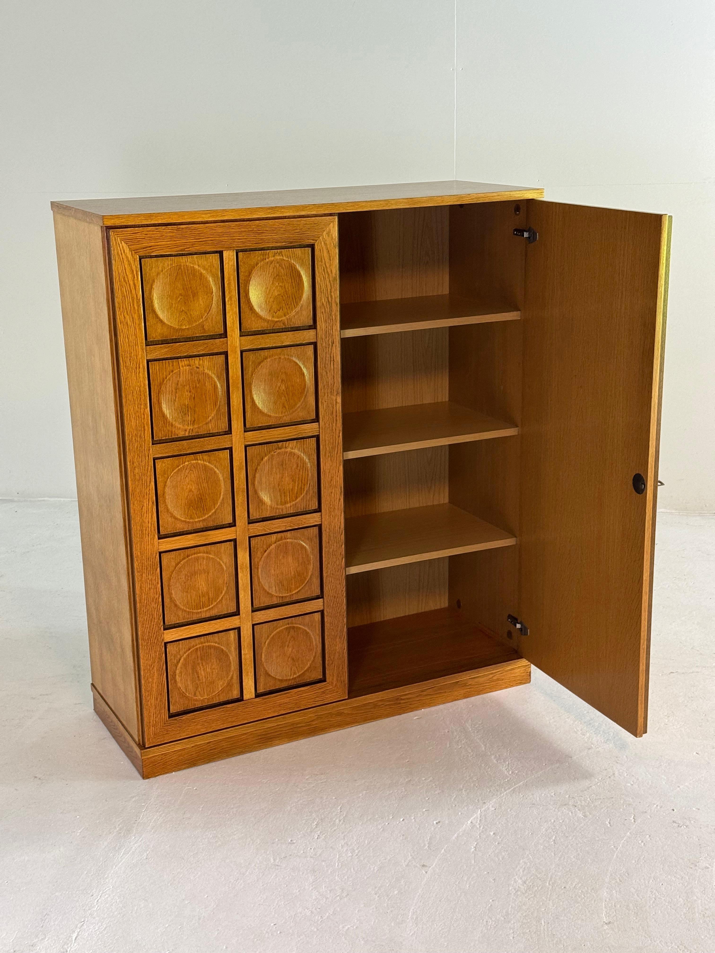 German Natural Oak Brutalist Bar Cabinet Highboard