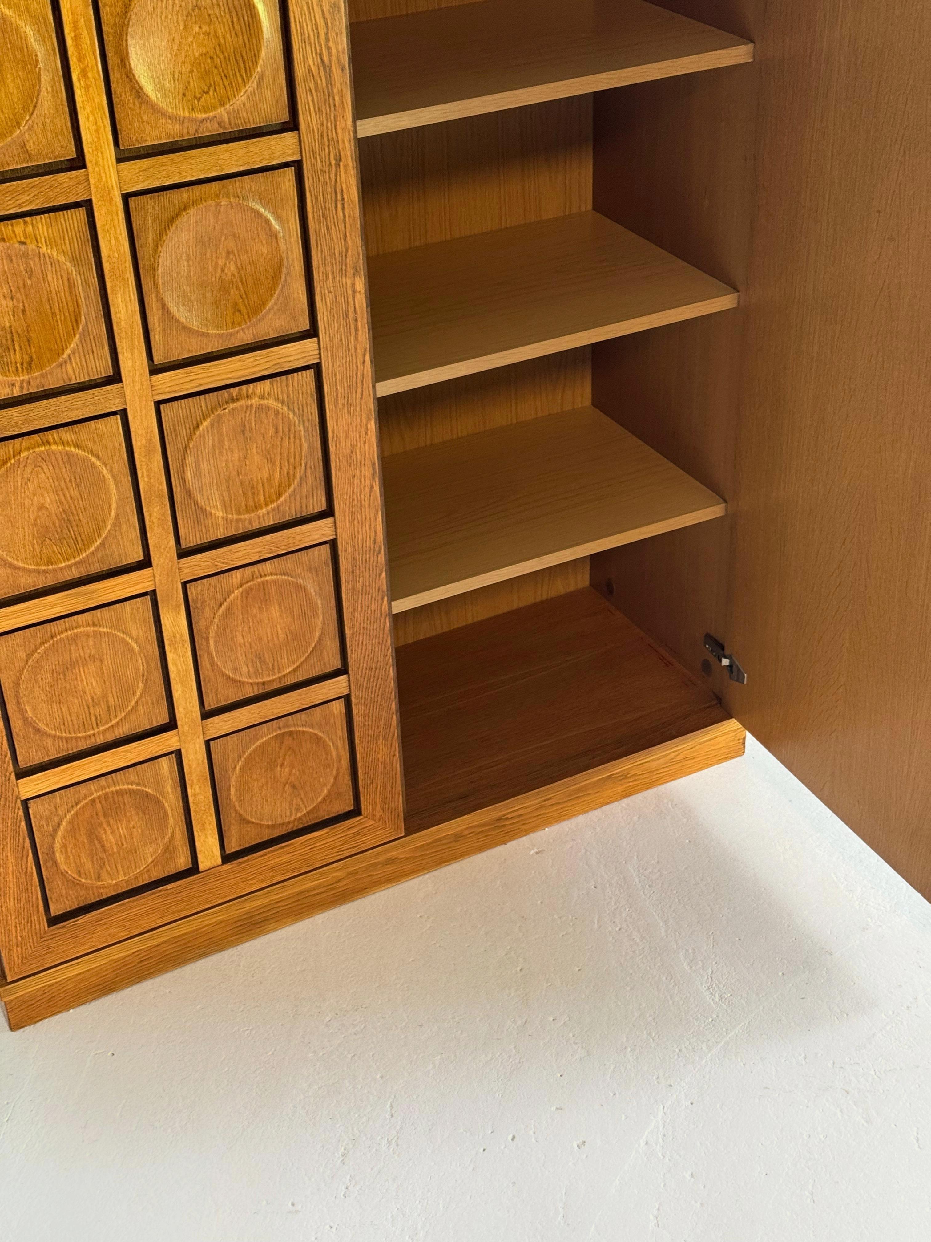 Natural Oak Brutalist Bar Cabinet Highboard In Excellent Condition In Sint-Niklaas, VOV
