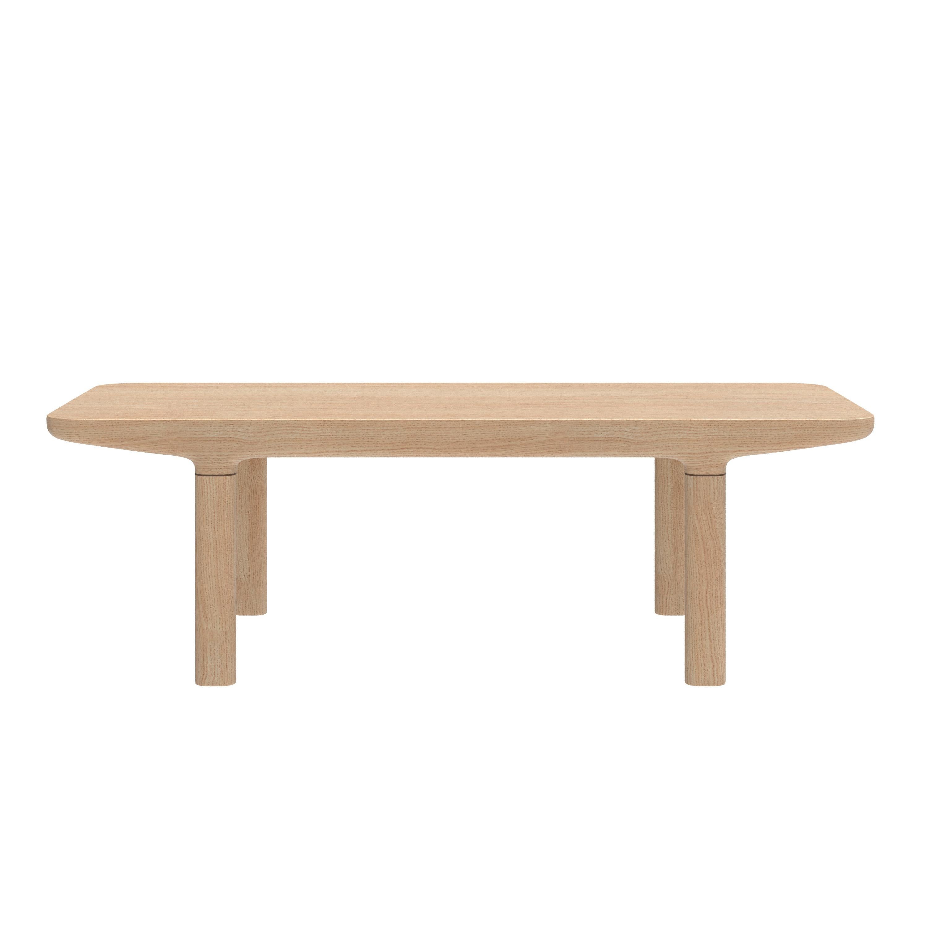 Table basse Camille en chêne naturel L38 par HARTO
Dimensions : L 120 x D 50 x H 38 cm. 
Matériaux : Bois massif, placage de bois MDF. 
Poids : 8.5 kg

A la fois massives et légères, les tables basses Camille sont nées d'un design très fluide, leurs