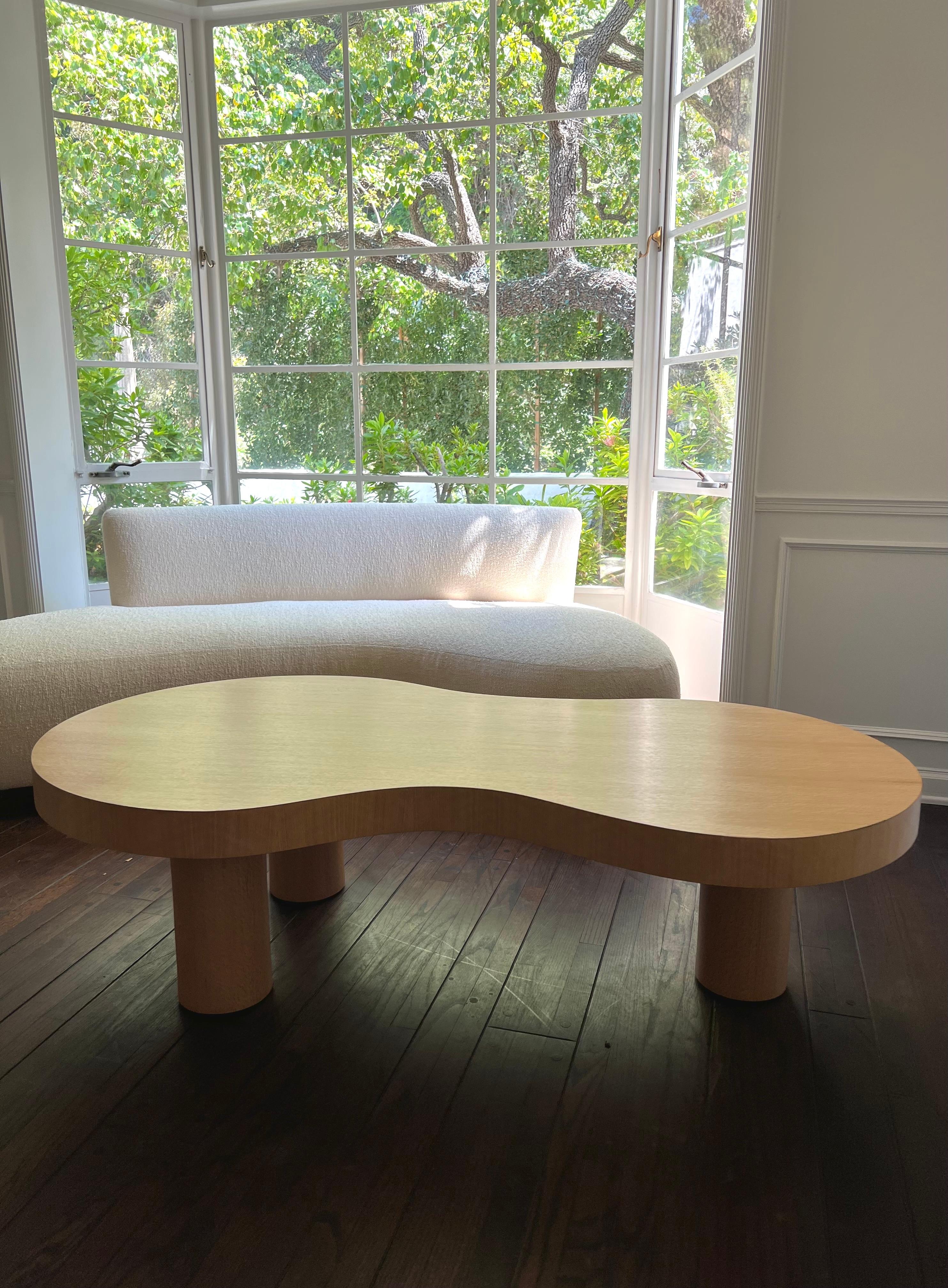 Mid-Century Modern Natural Oak Coffee Table in Midcentury French Style For Sale