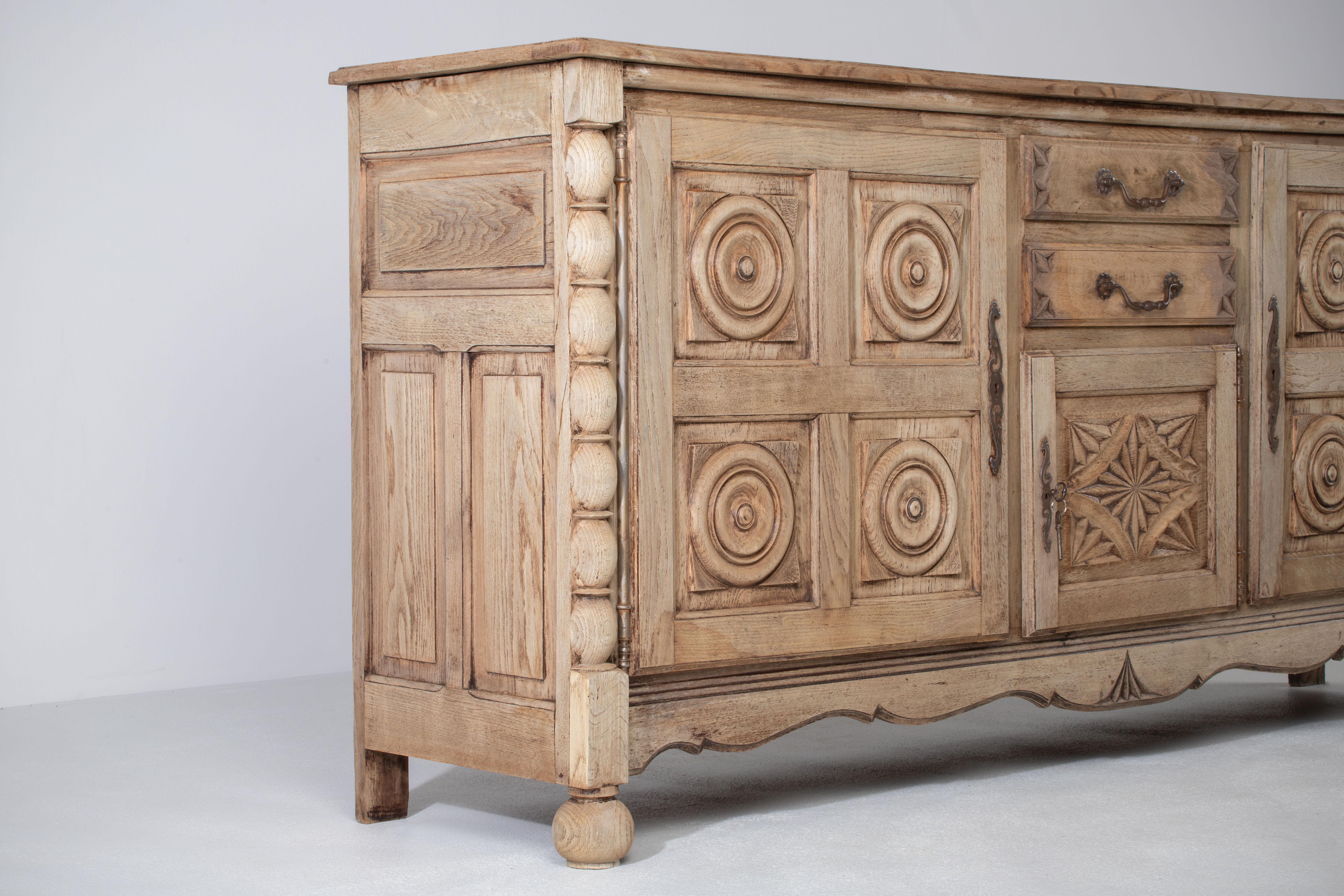 Mid-20th Century Natural Oak Credenza, France, 1940s For Sale