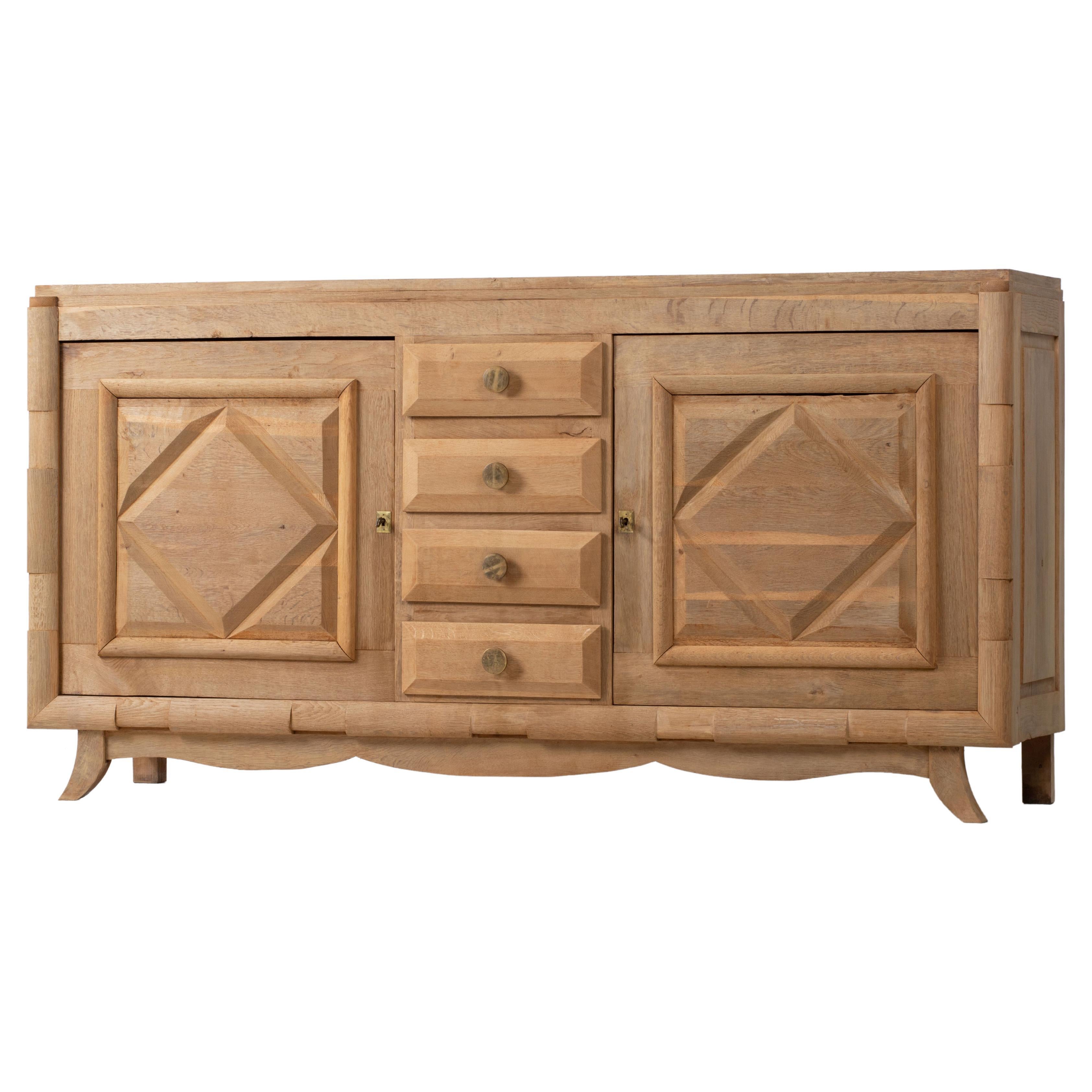 Natural Oak Credenza, France, 1940s