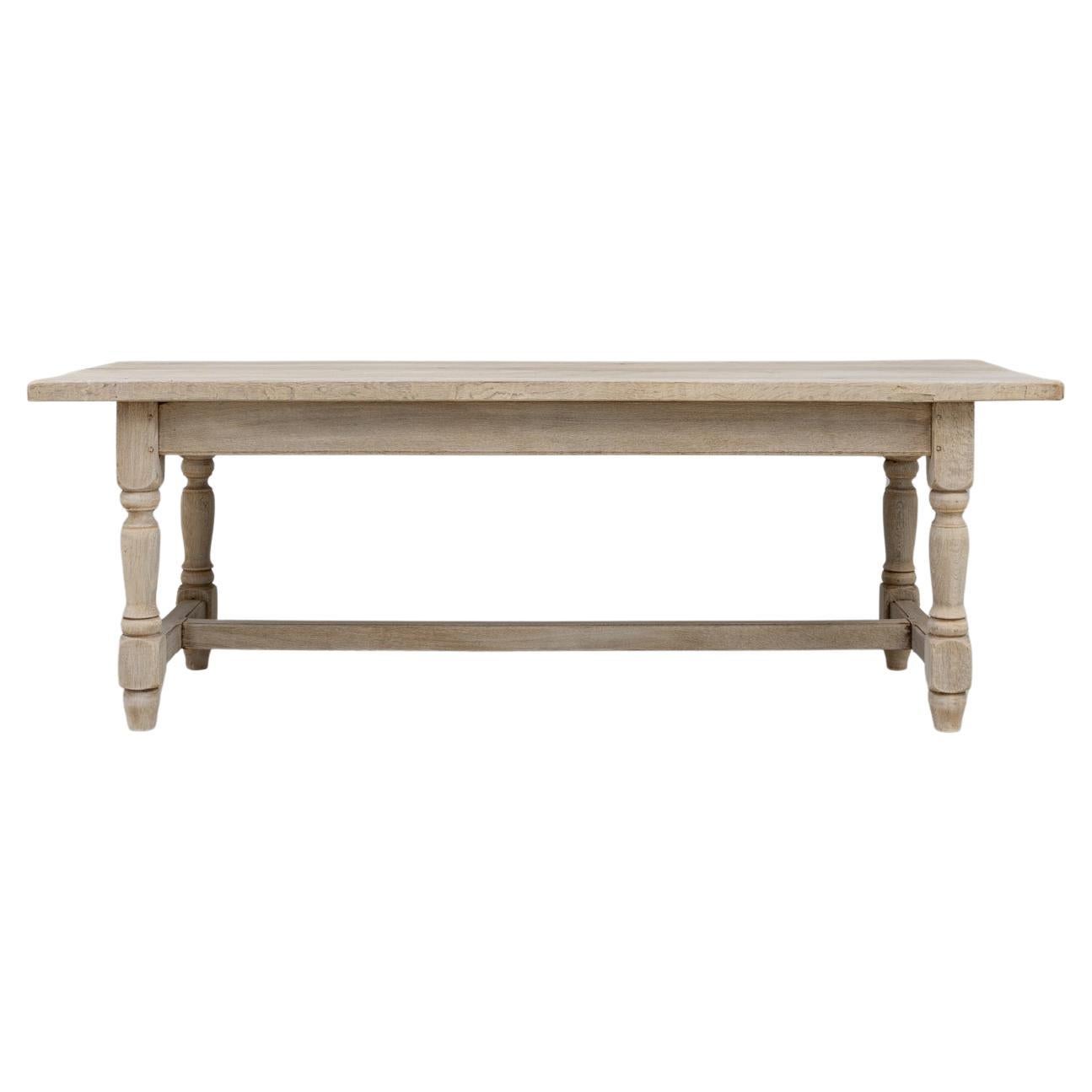 Natural Oak Dining Table, Solid Wood, Classic French Design For Sale