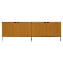 Natural Oak Florence Knoll Credenza Sideboard with Marble Top by Knoll
