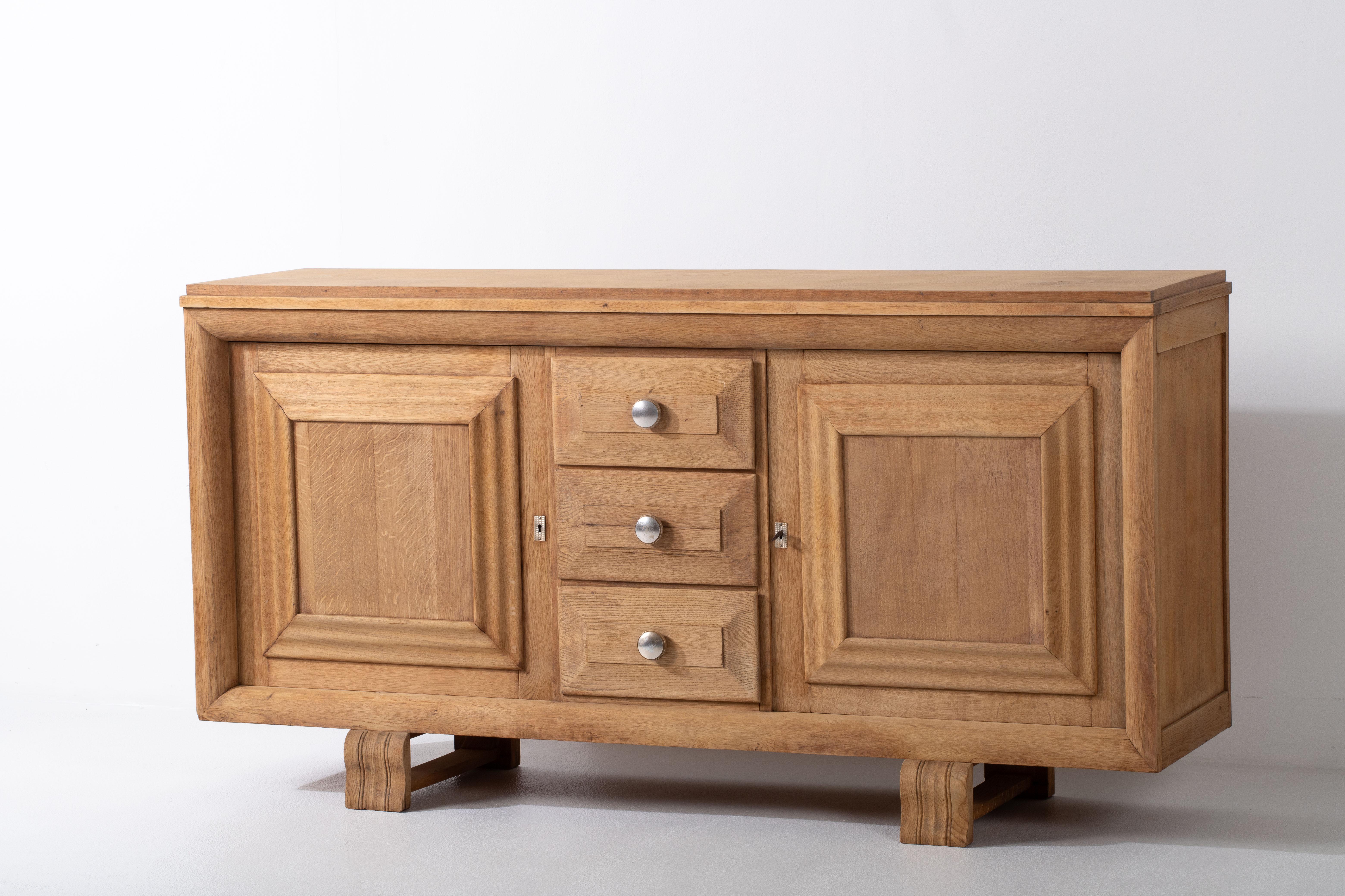 Natural Oak Sideboard, France, 1940s For Sale 9