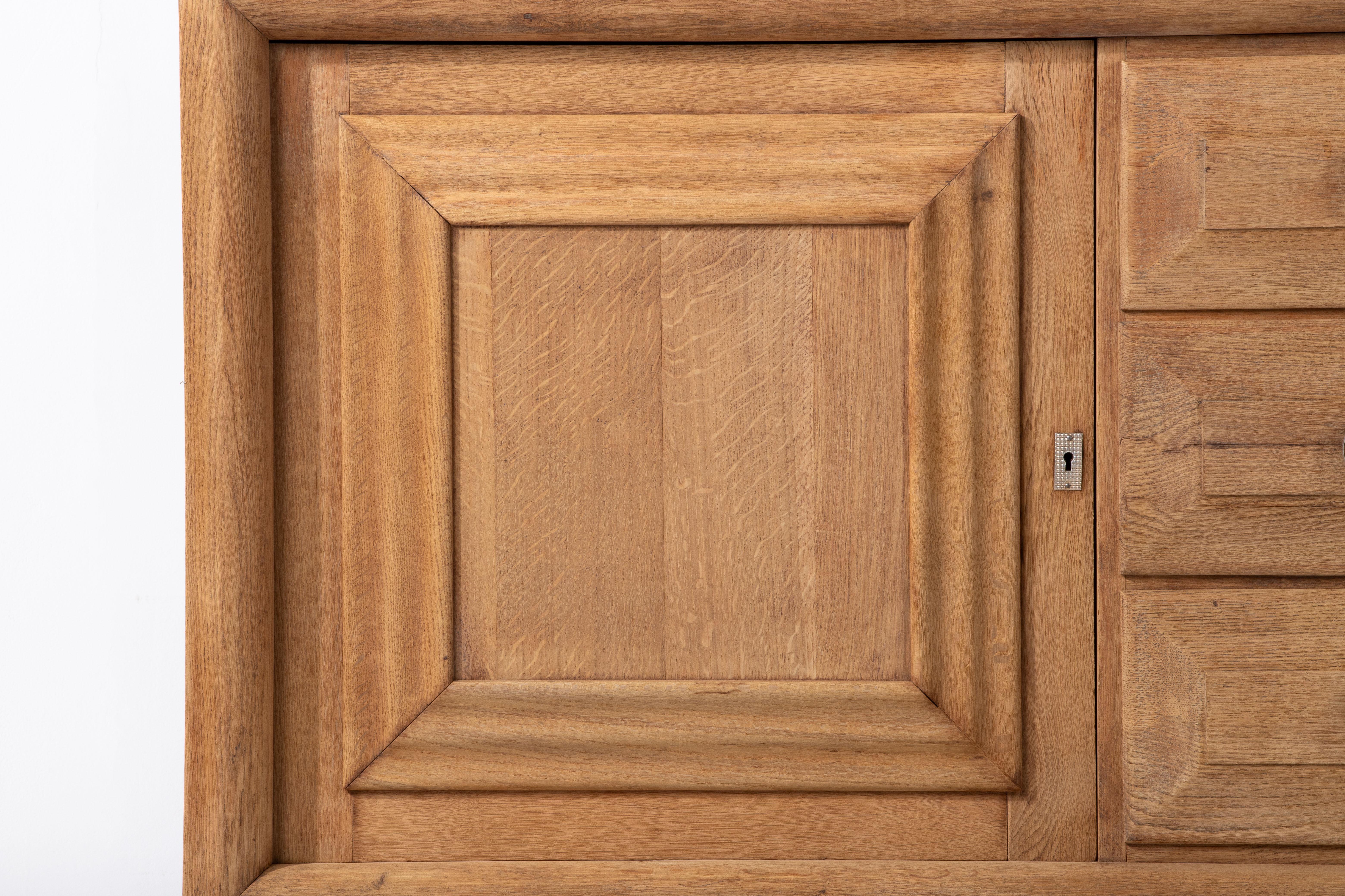 French Natural Oak Sideboard, France, 1940s