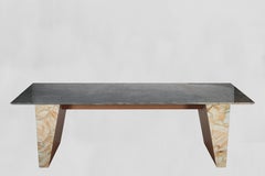 Natural Oak & Sky Blue Avion Dining Table by Studio Mohs