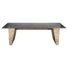 Tavolo da pranzo Avion in Oak Natural e Sky Blue di Studio Mohs