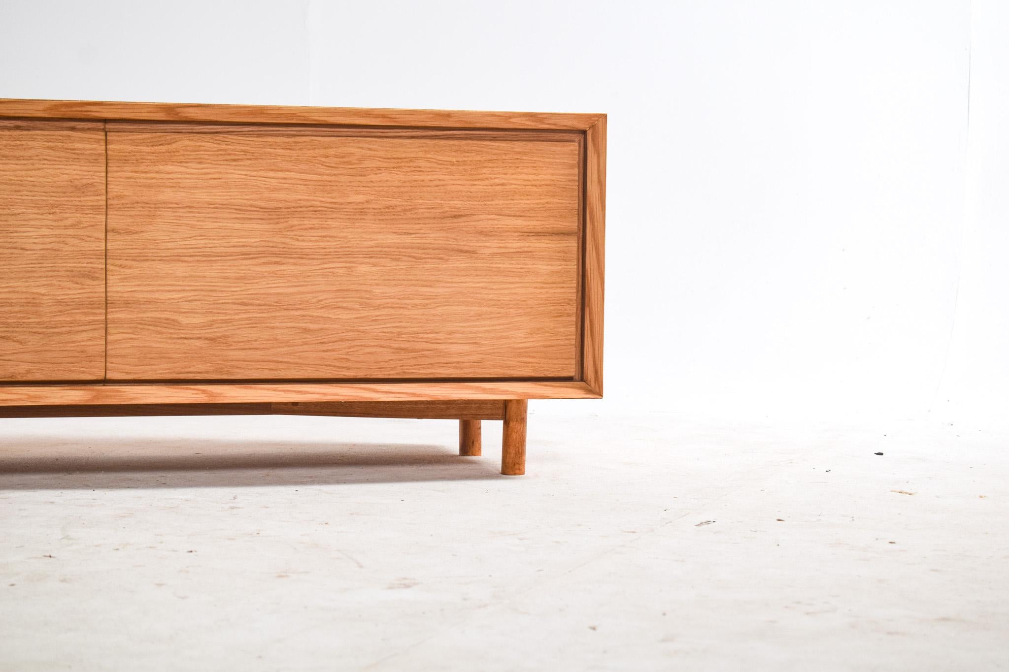 Mid-Century Modern Natural Oak Sliding Door Sideboard Model A2 By Dust Wood For Sale