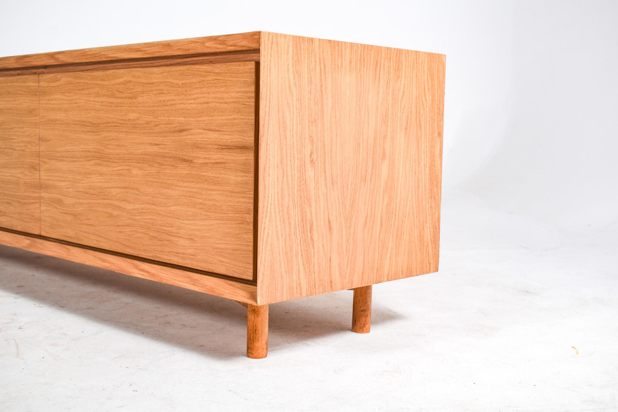 Portuguese Natural Oak Sliding Door Sideboard Model A2 By Dust Wood For Sale