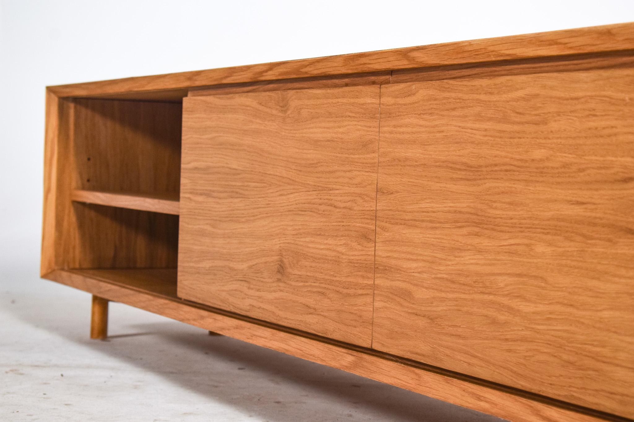 Contemporary Natural Oak Sliding Door Sideboard Model A2 By Dust Wood For Sale