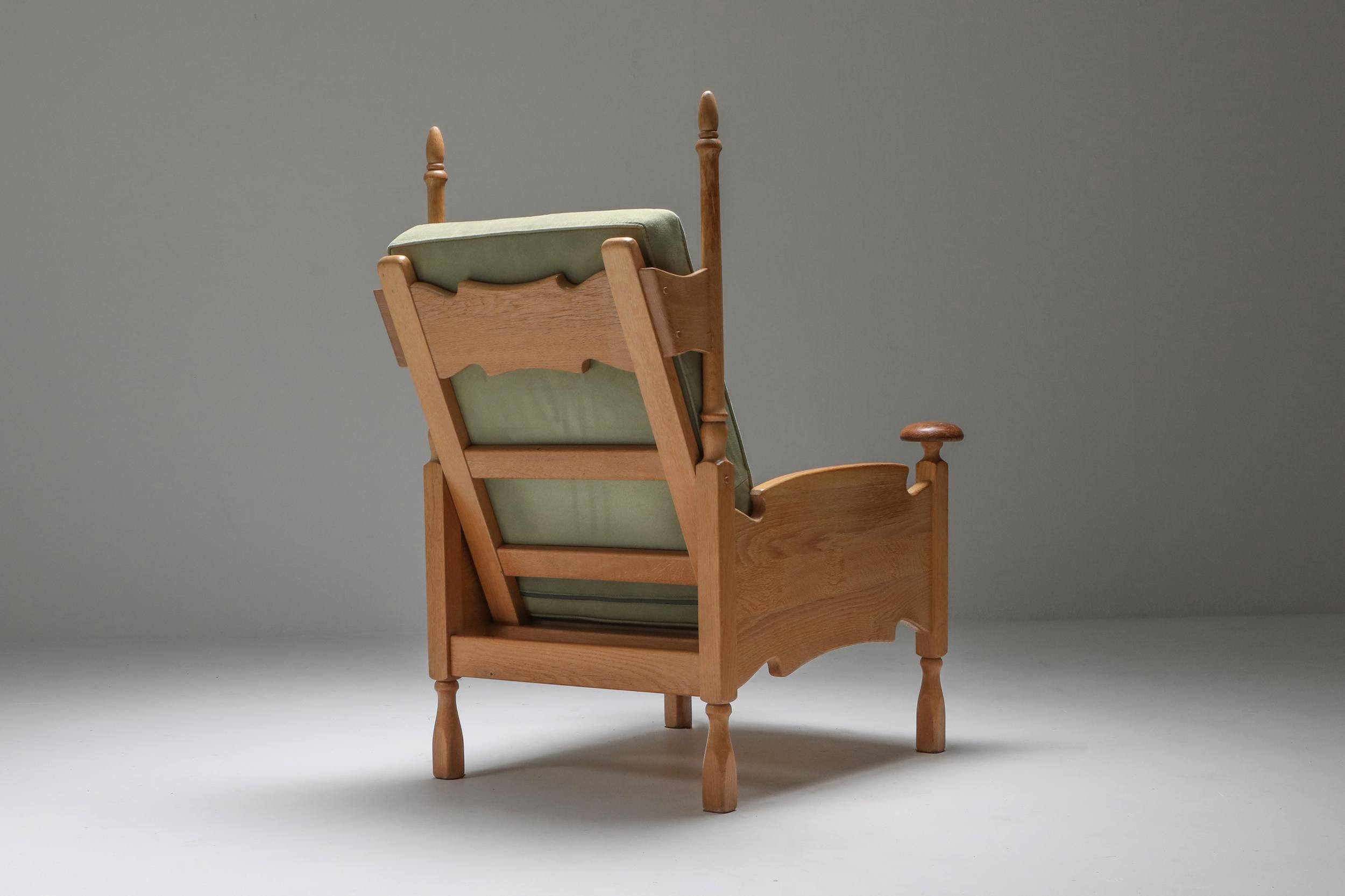 Velvet Natural Oak Throne Lounge Chairs