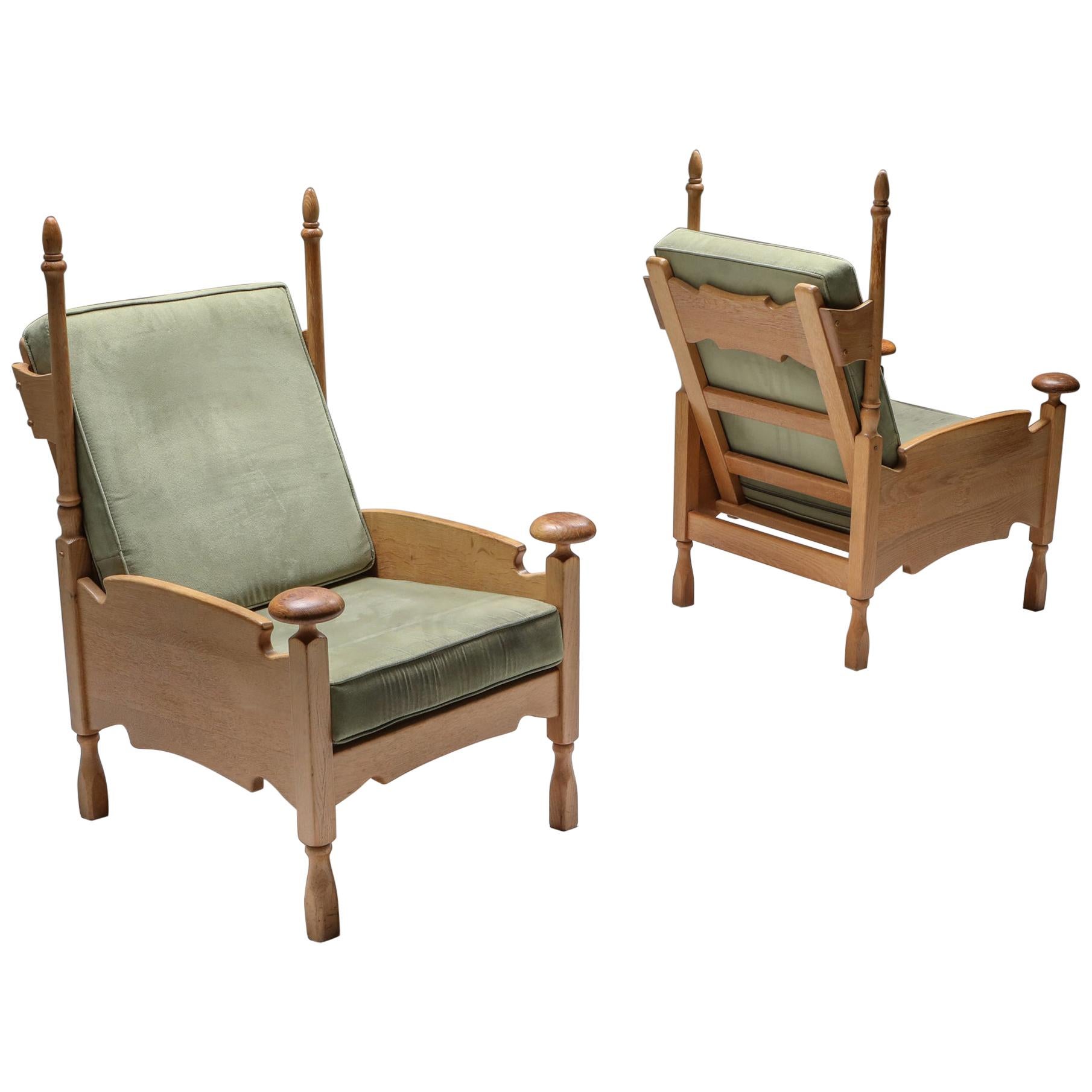 Natural Oak Throne Lounge Chairs