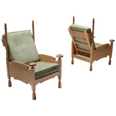 Natural Oak Throne Lounge Chairs