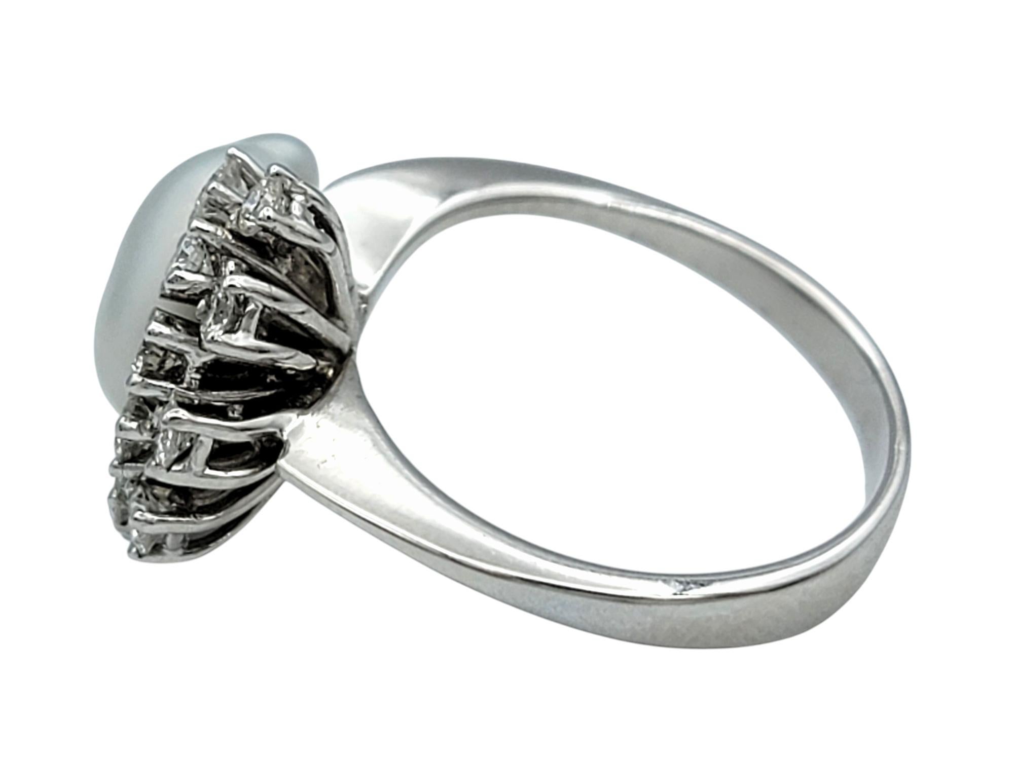 Women's Natural Ocean Pearl and Diamond Spray Asymmetric Cocktail Ring in 14 Karat Gold For Sale