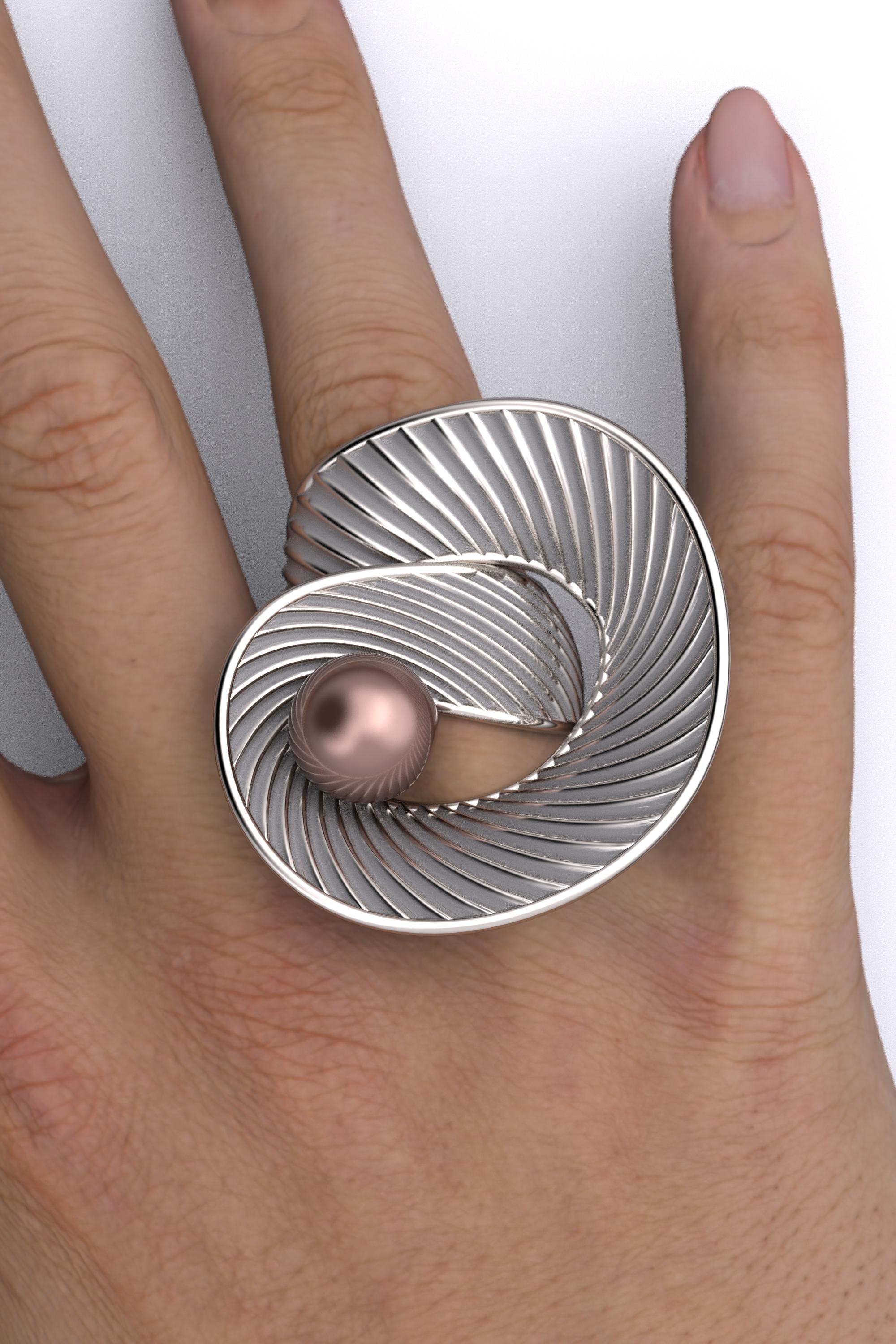 En vente :  Nature Oceania South Sea Purple Pearl Ring Bague en or 14k fabriquée en Italie 6