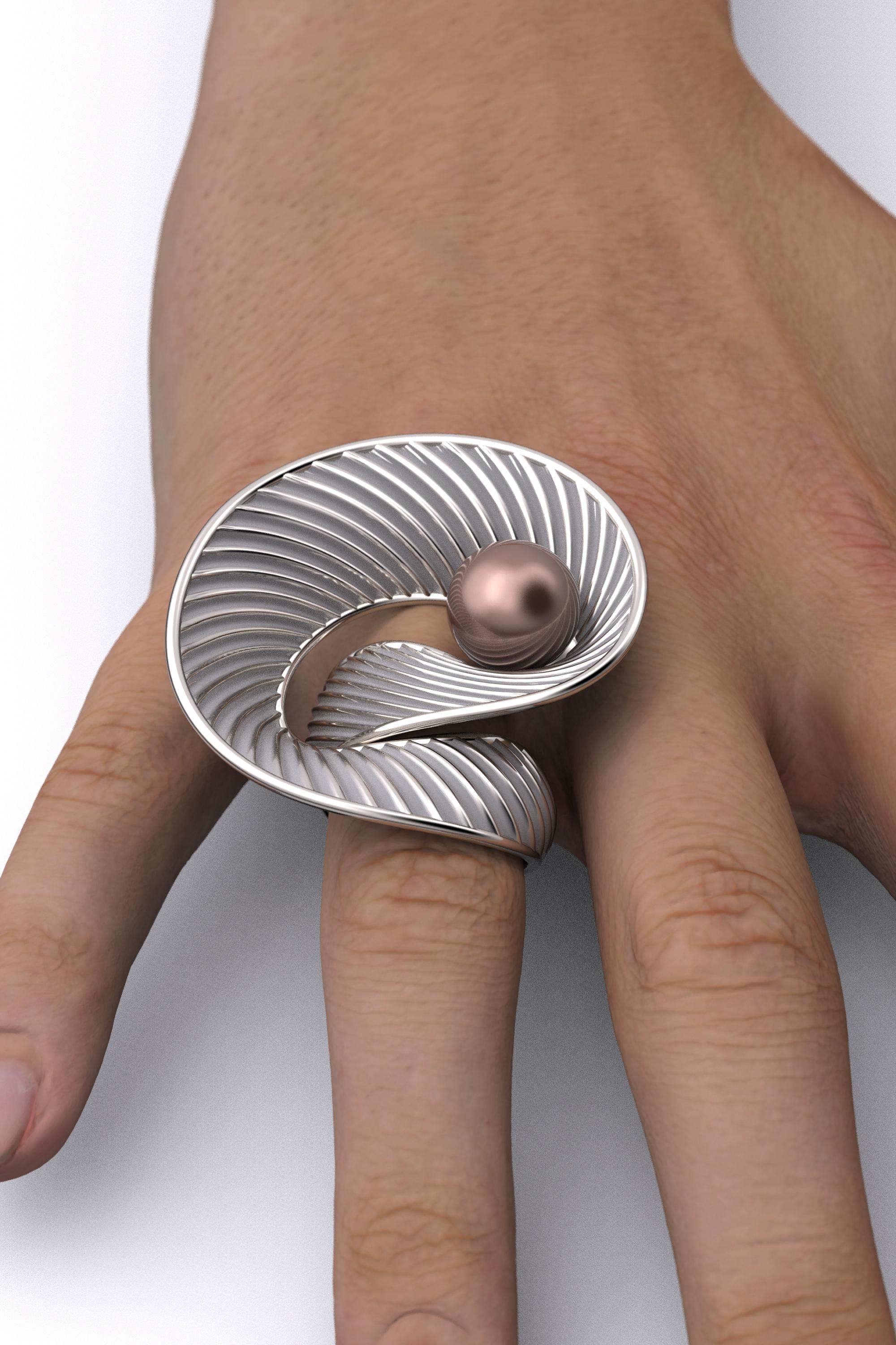 En vente :  Nature Oceania South Sea Purple Pearl Ring Bague en or 14k fabriquée en Italie 7