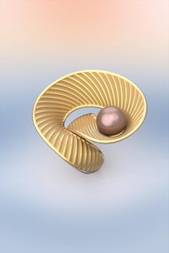 Natural Oceania South Sea Purple Pearl Ring 14k Gold ring made in Italy