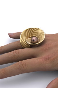 Bague en perles naturelles des mers du Sud violettes Oltremare Gioielli, fabriquée en Italie