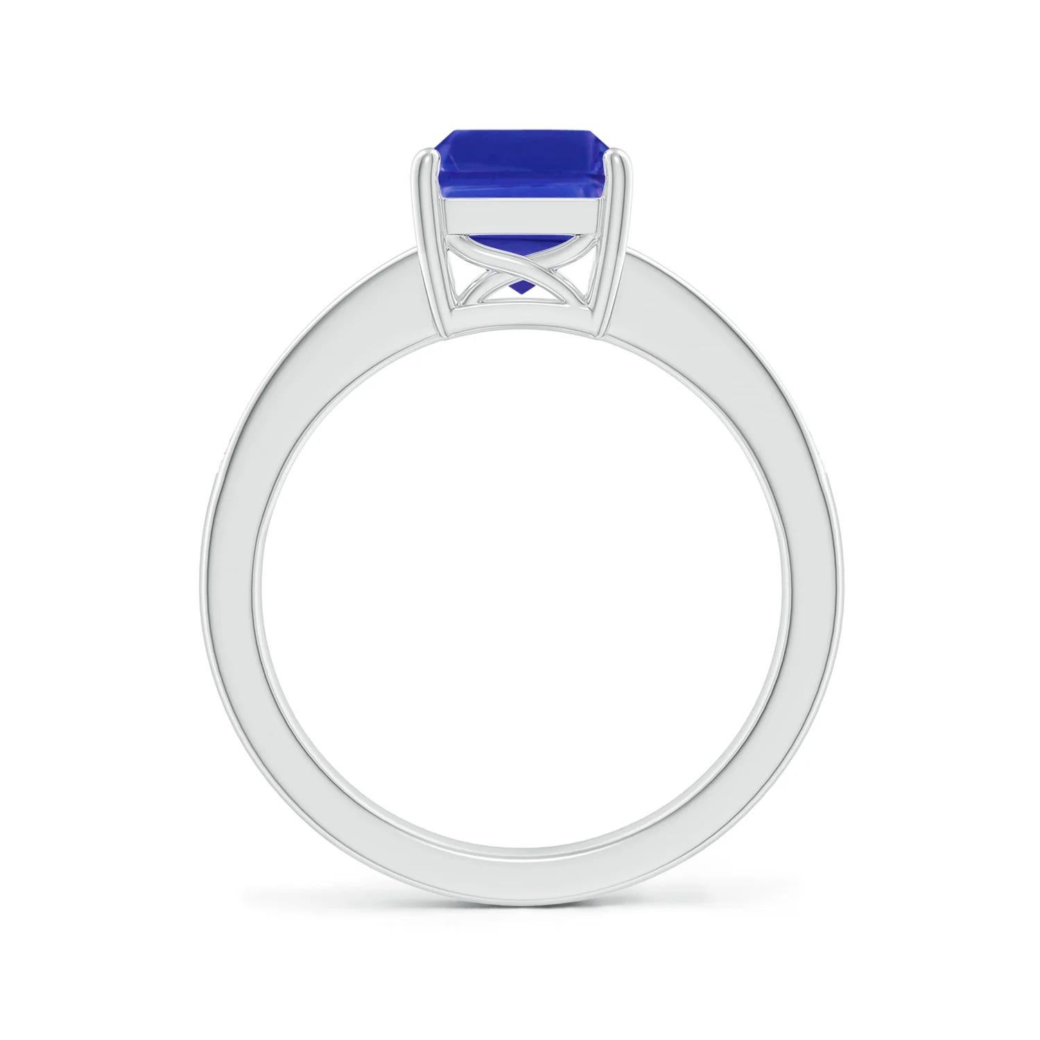 For Sale:  Natural Octagonal 2.4 ct Tanzanite Cocktail Ring with Diamonds in Platinum 2