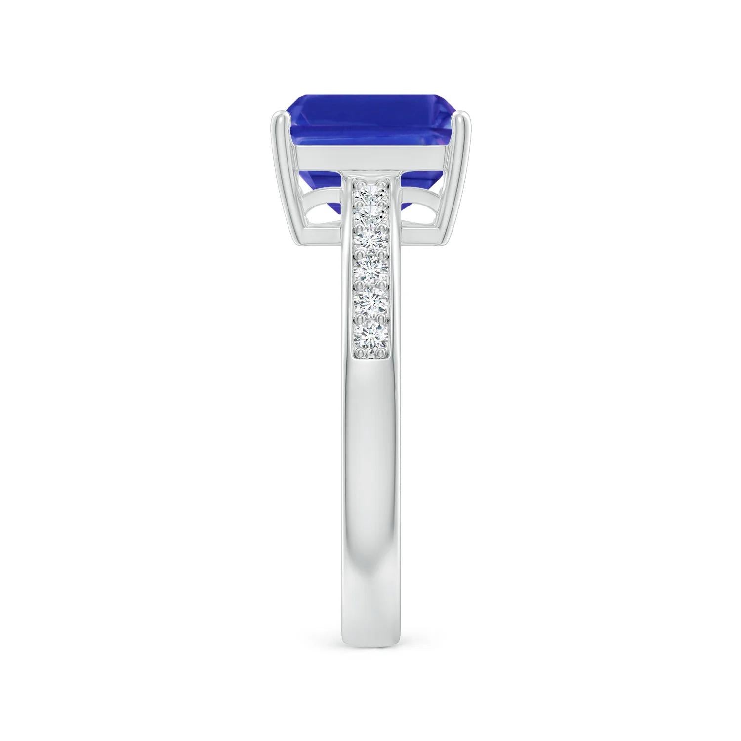 For Sale:  Natural Octagonal 2.4 ct Tanzanite Cocktail Ring with Diamonds in Platinum 4