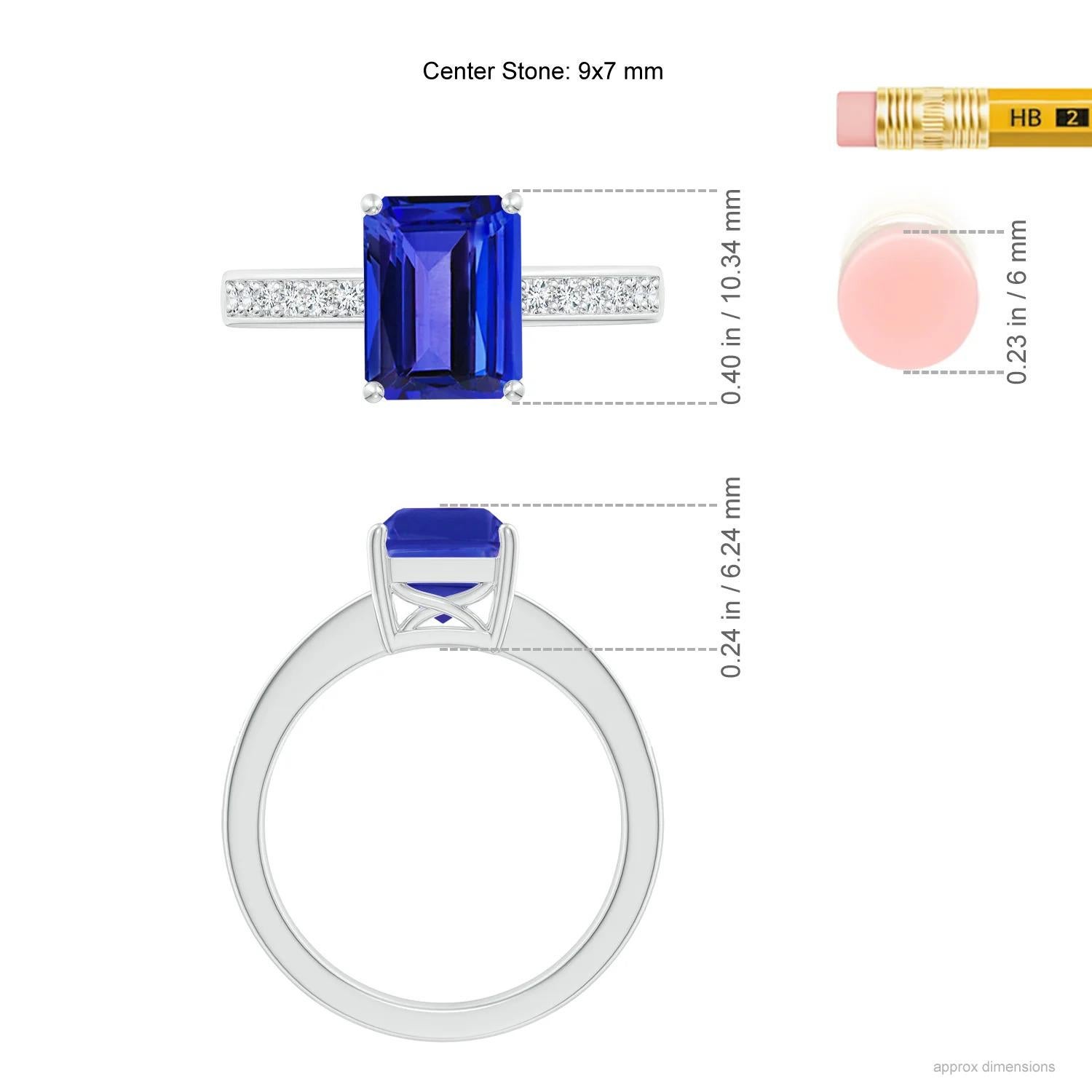 For Sale:  Natural Octagonal 2.4 ct Tanzanite Cocktail Ring with Diamonds in Platinum 5
