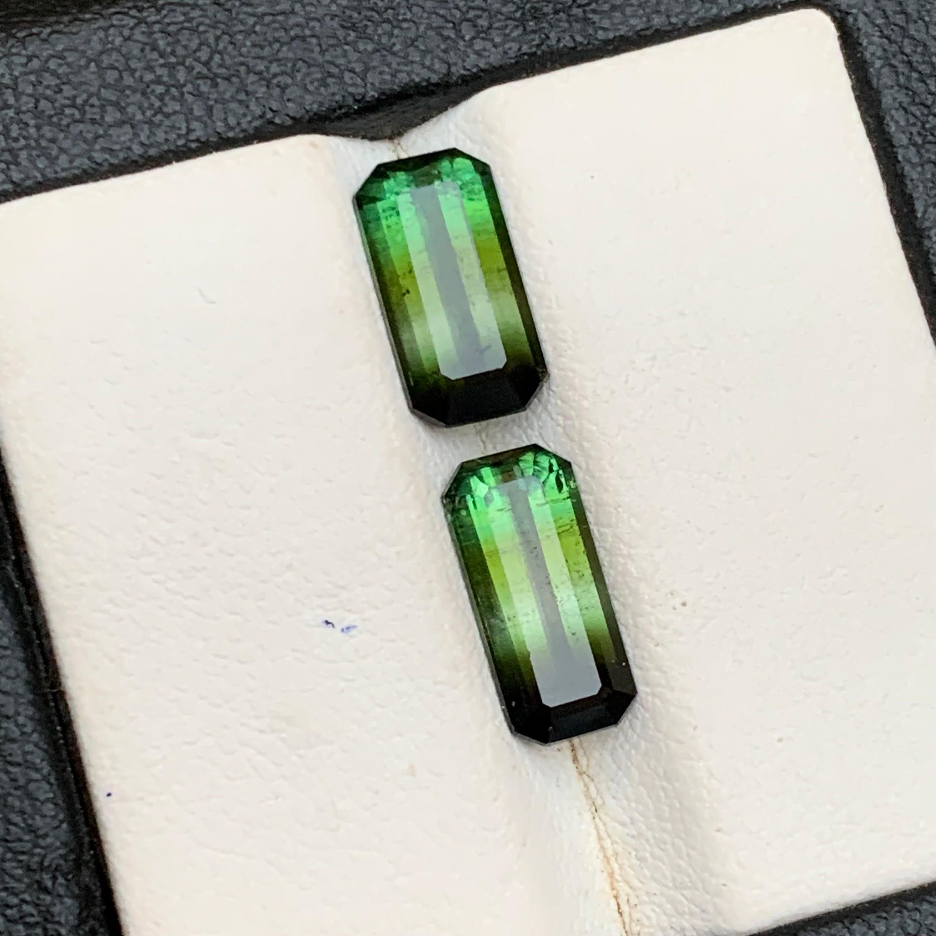 Taille émeraude Naturelle Olive Green Bicolor Tourmaline 4.62 Ct Emerald Cut Loose Gemstones Set en vente