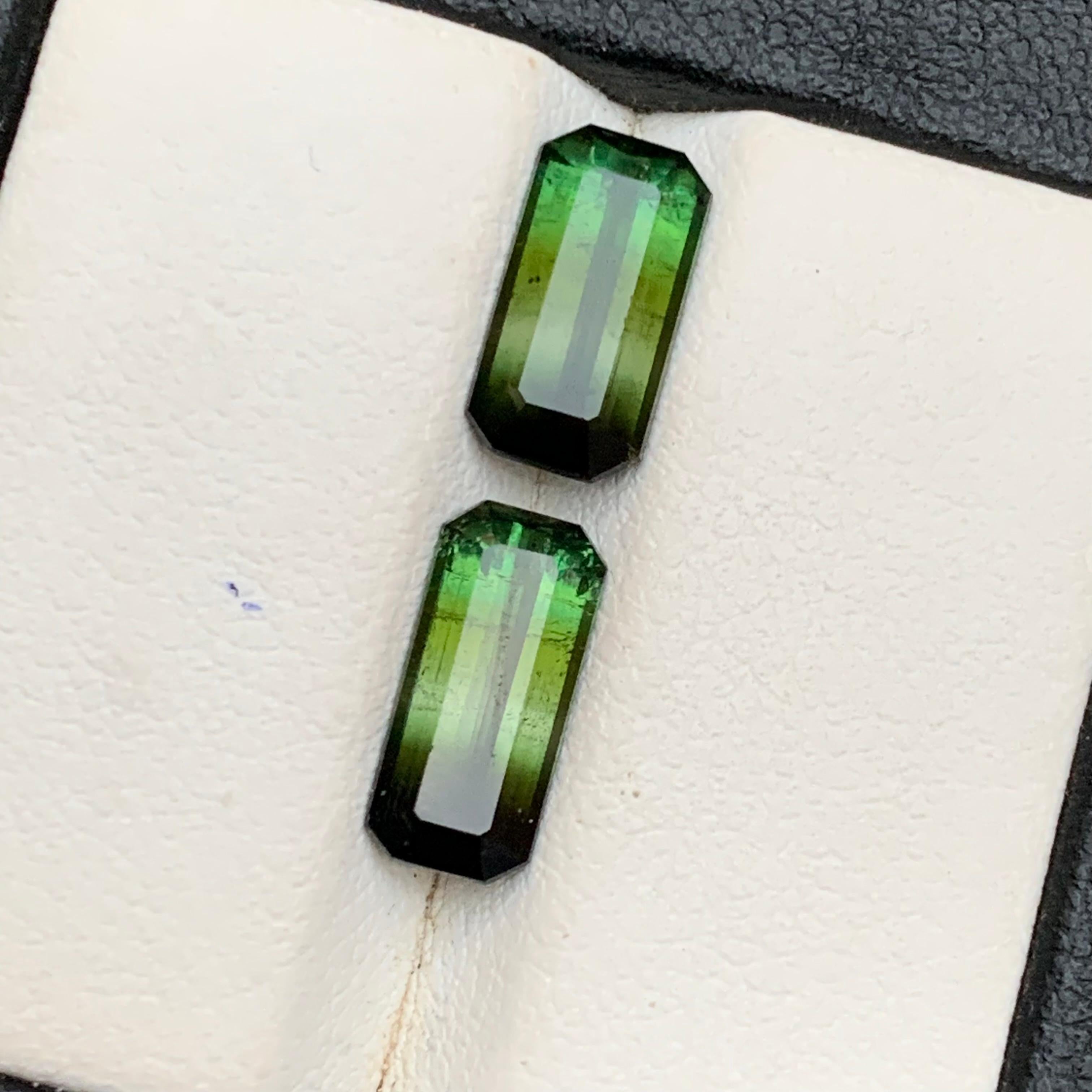Naturelle Olive Green Bicolor Tourmaline 4.62 Ct Emerald Cut Loose Gemstones Set Neuf - En vente à Peshawar, PK
