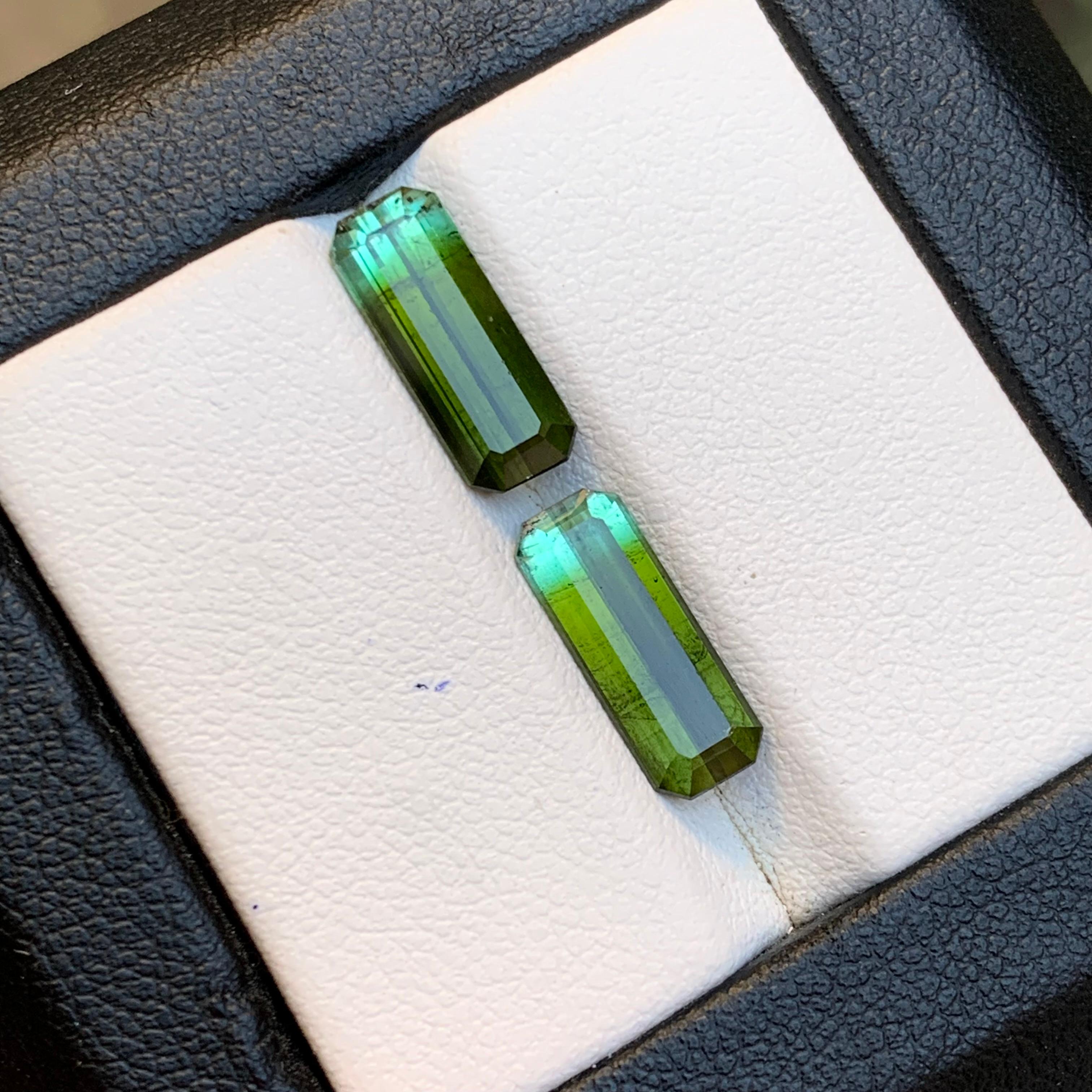 Nature Greene & Greene Greene Tourmaline 4.86 Ct Emerald Cut Loose Gemstone Set en vente 4