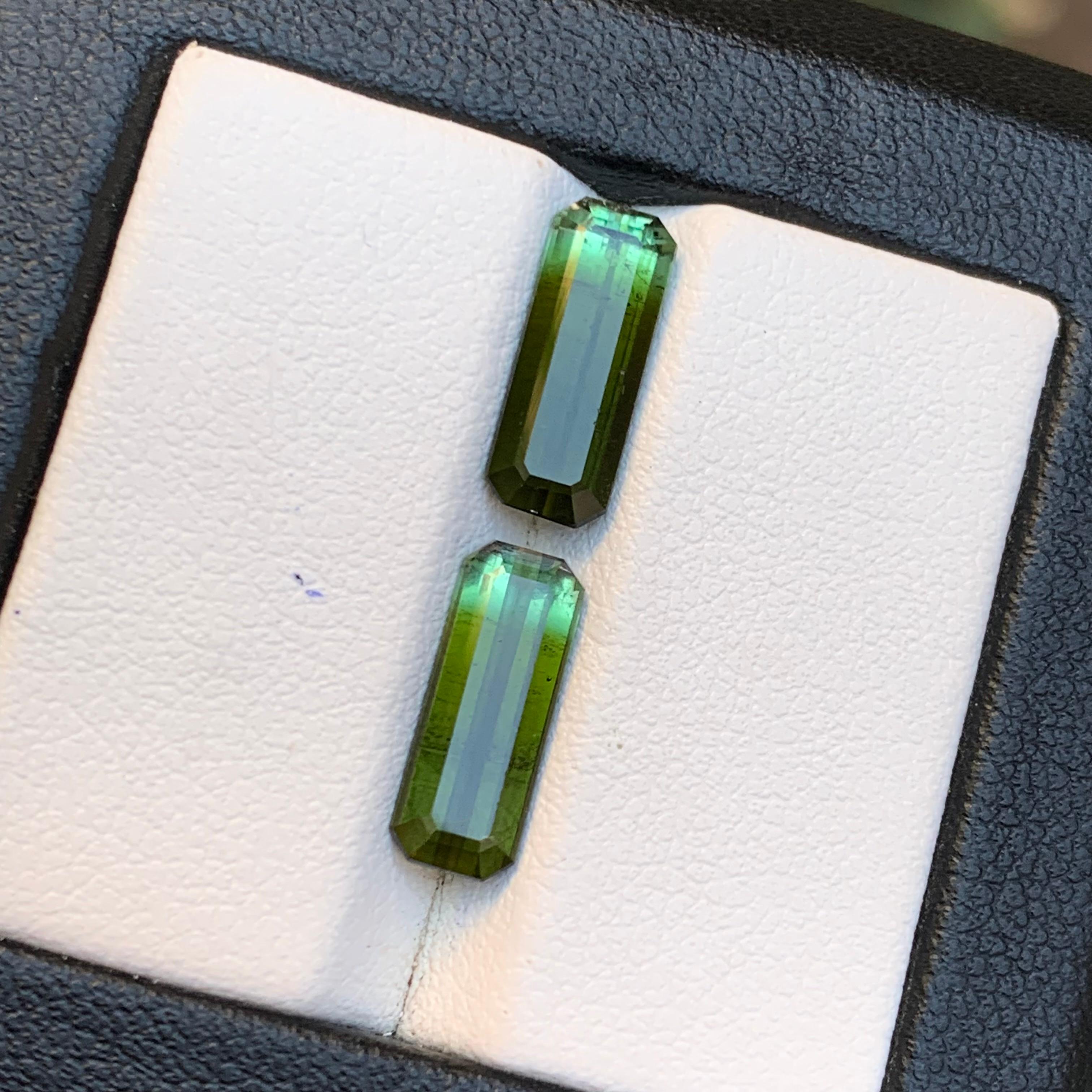 Nature Greene & Greene Greene Tourmaline 4.86 Ct Emerald Cut Loose Gemstone Set en vente 5