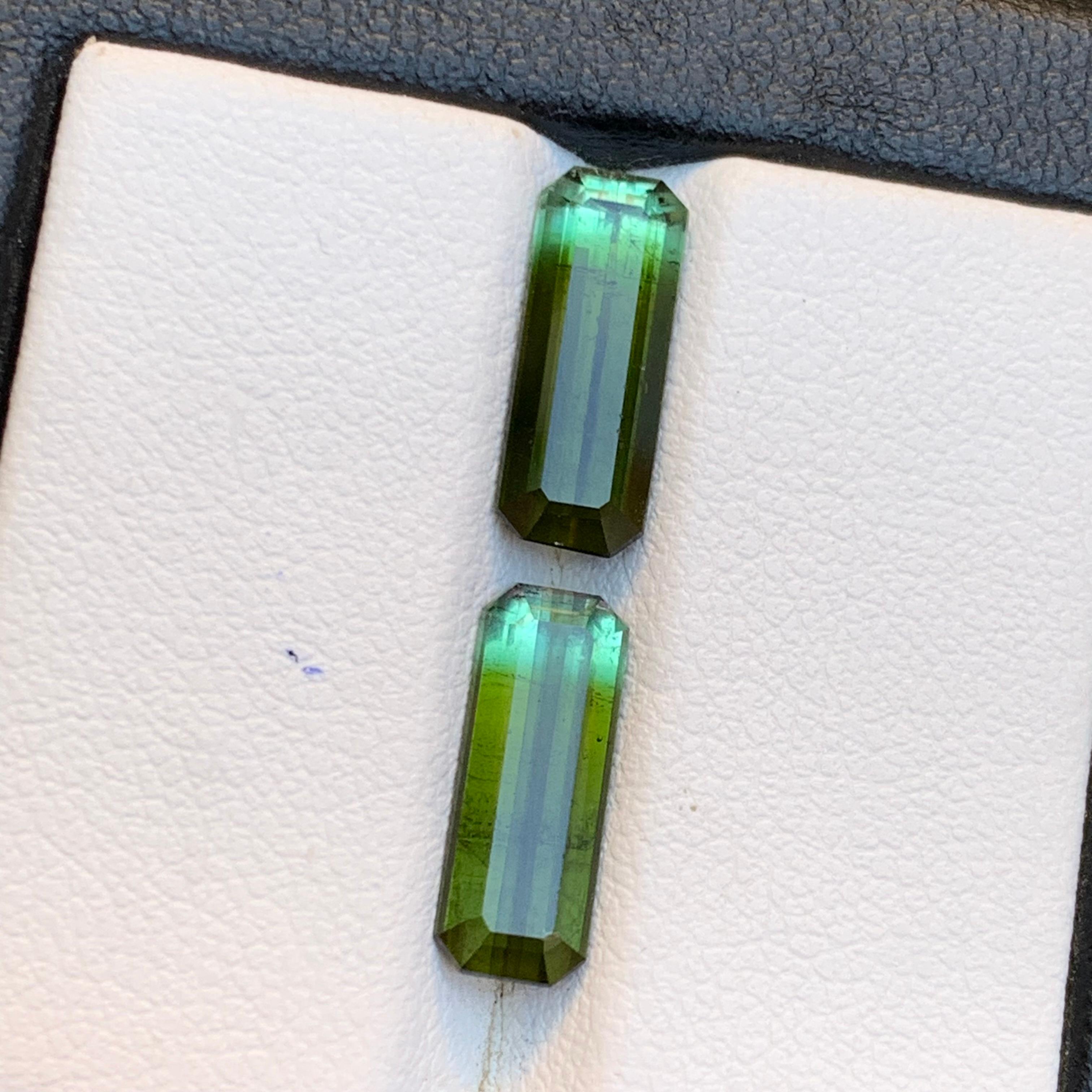 Nature Greene & Greene Greene Tourmaline 4.86 Ct Emerald Cut Loose Gemstone Set en vente 6