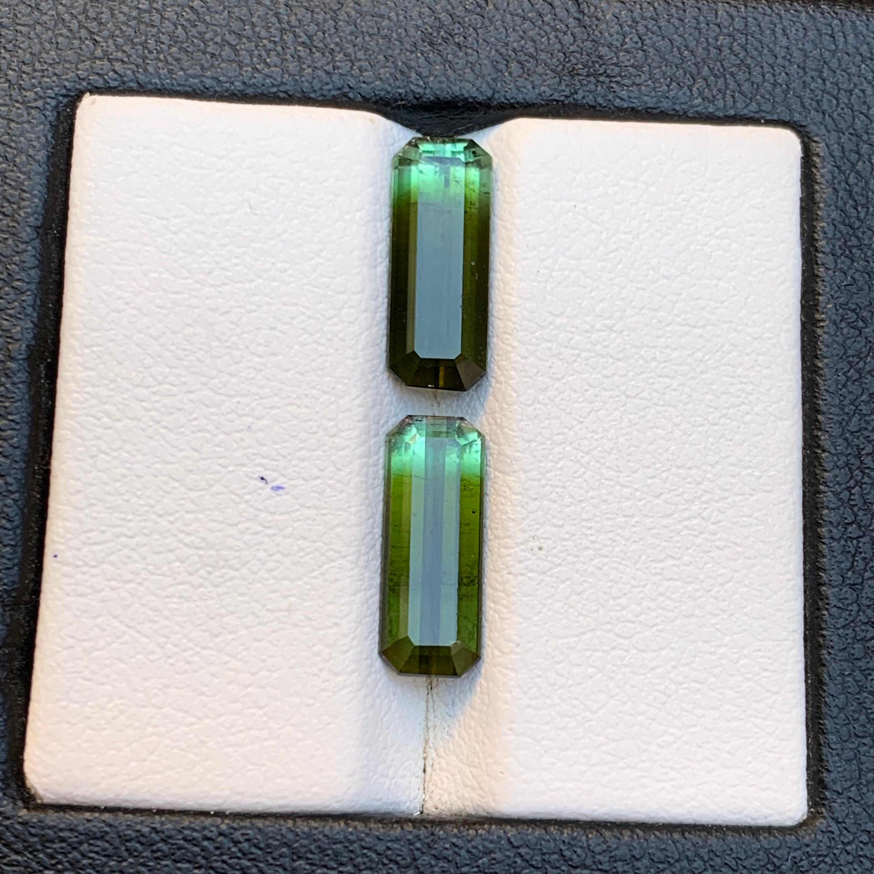 Contemporain Nature Greene & Greene Greene Tourmaline 4.86 Ct Emerald Cut Loose Gemstone Set en vente